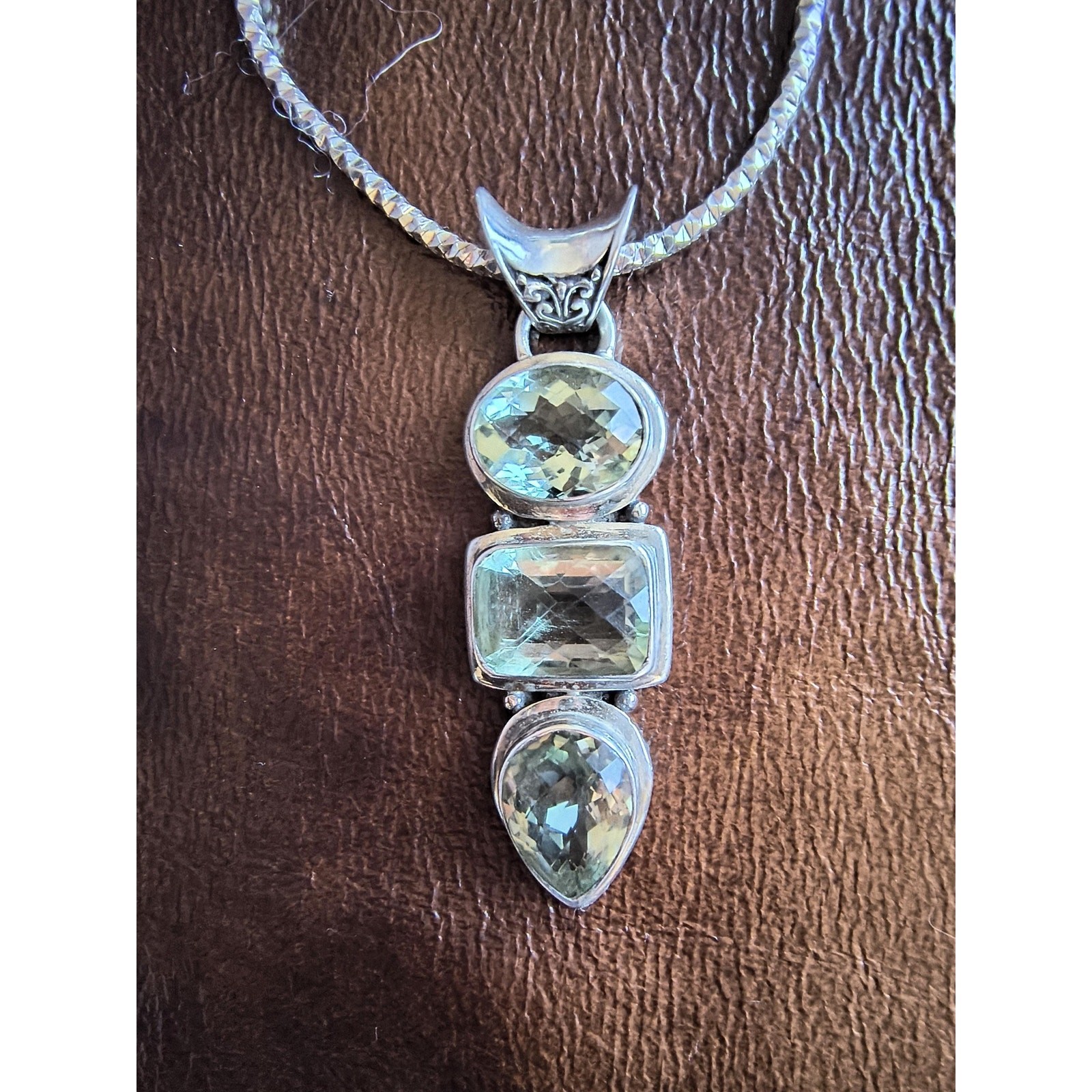 Sterling Silver Gemstone Pendant Necklace & Chain 925 Milor Italy