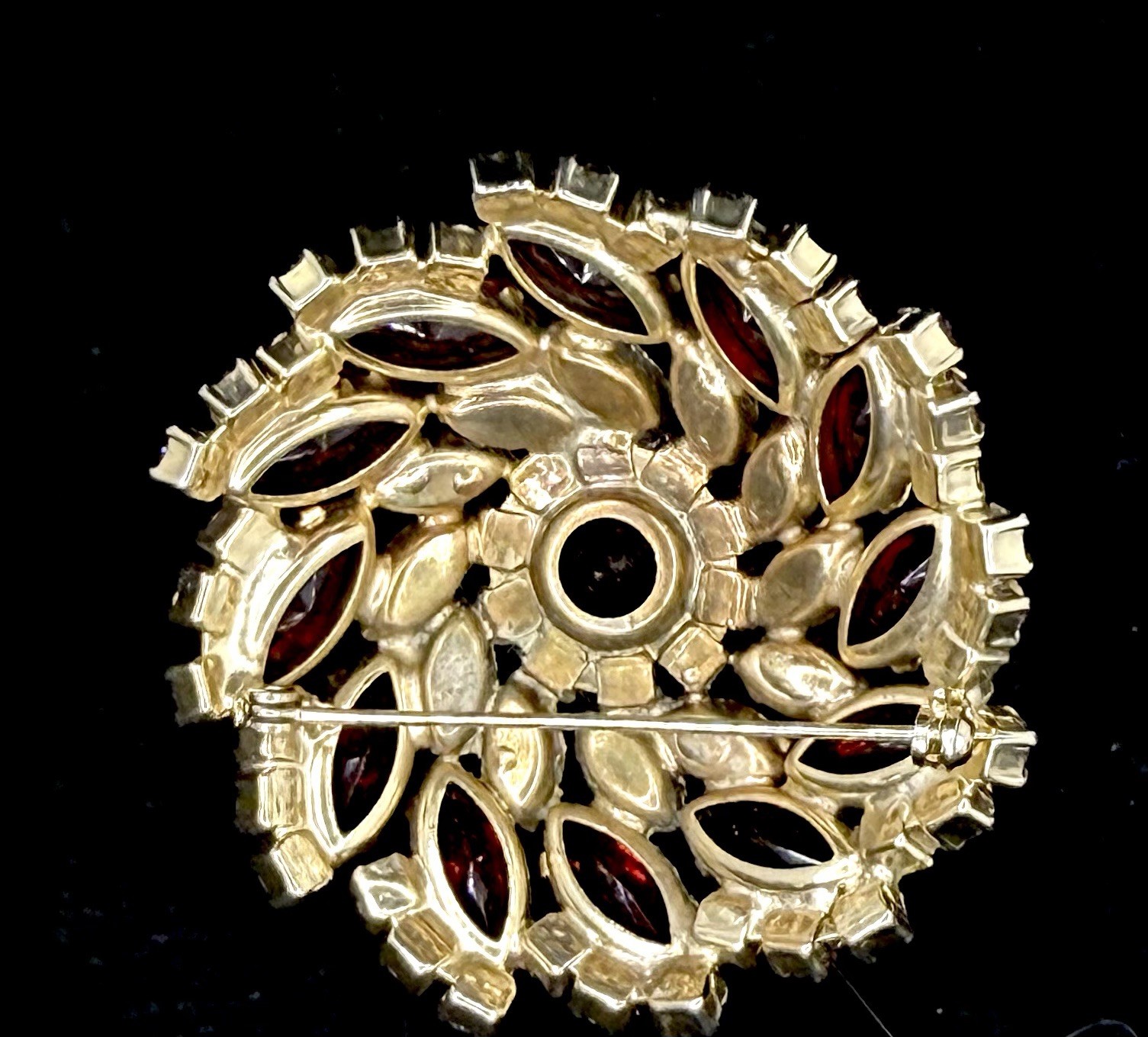 Vintage Juliana? Red Crystal Red AB Brooch Great Condition Large Open Back