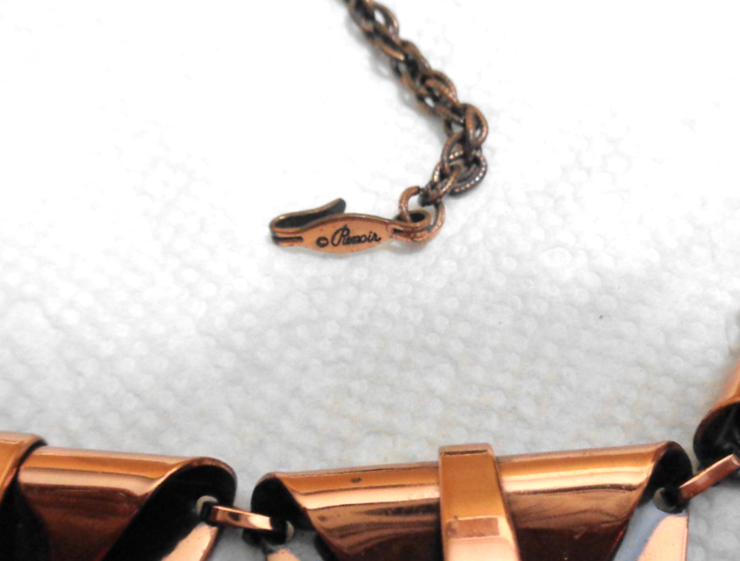 21 inch (adj) Vintage Solid Copper Renoir Folded Triangle Necklace 5/8″ 63.8 gm