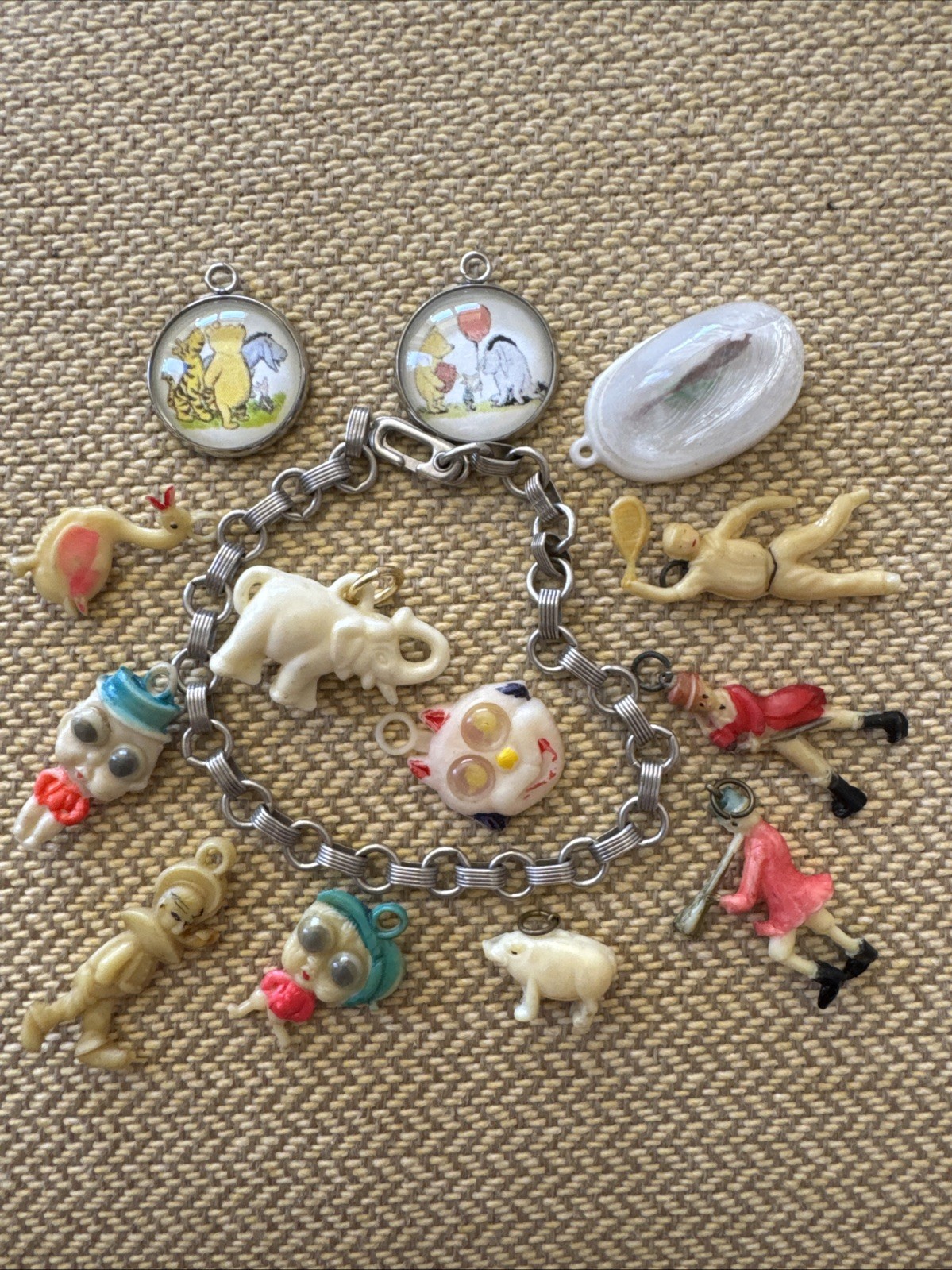 Vintage Charm Bracelet With Celluloid And Other Charms