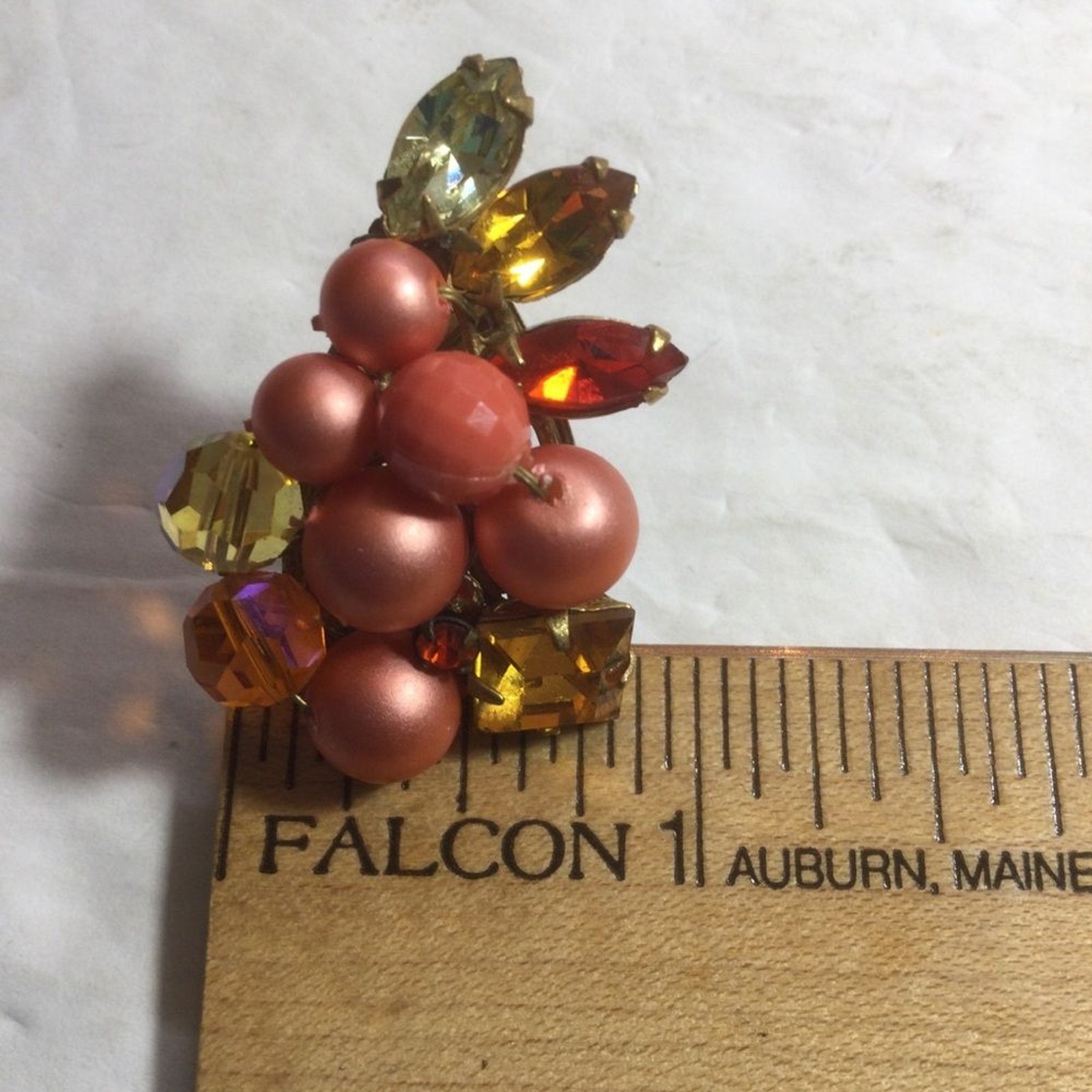 Vintage Eugene Parure Necklace Clip Earrings Set Bead Rhinestone Cluster 1950’s
