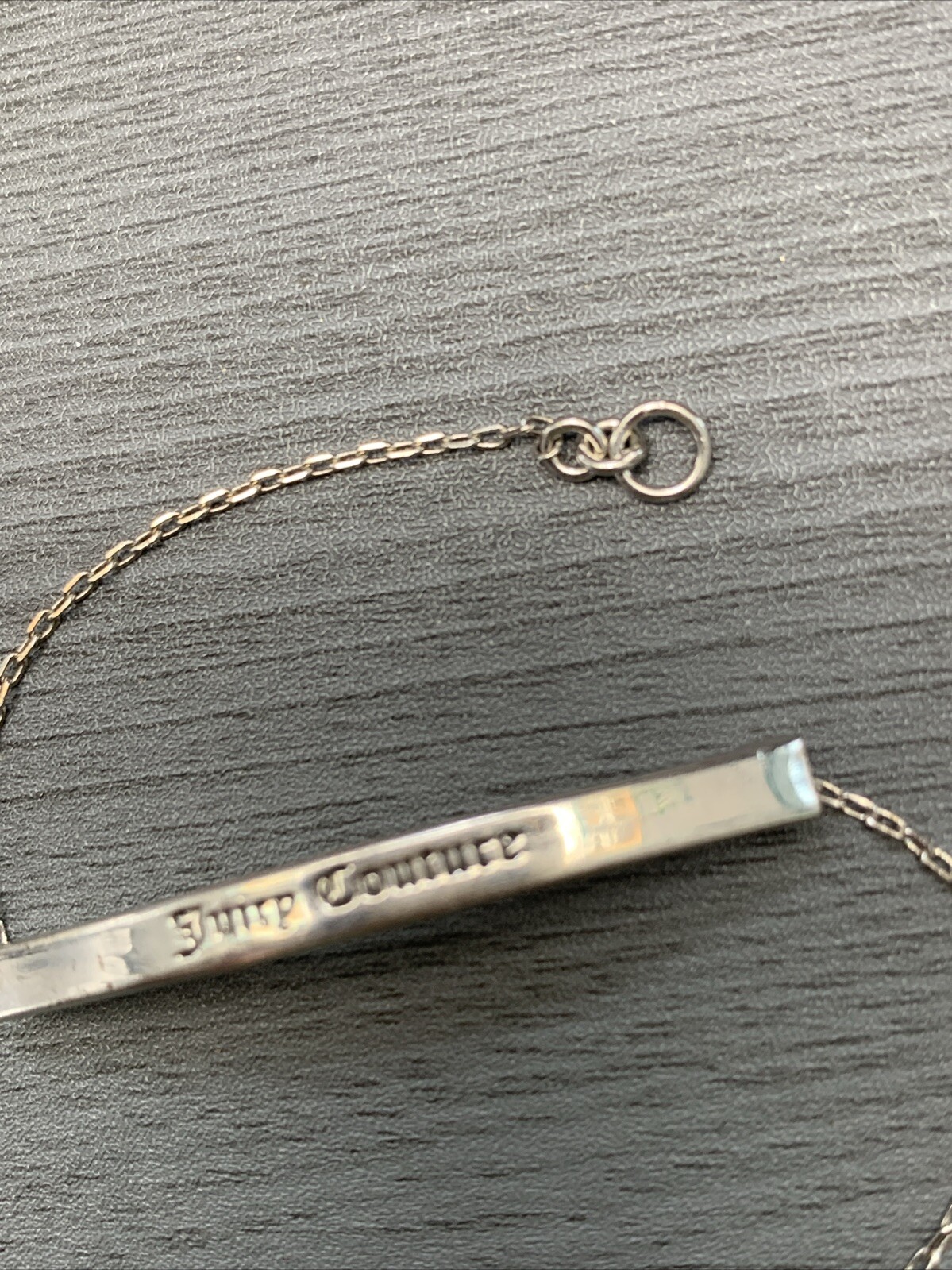 Vintage Juicy Couture Delicate Silver Tone ID BRACELET 7” Chain Crown