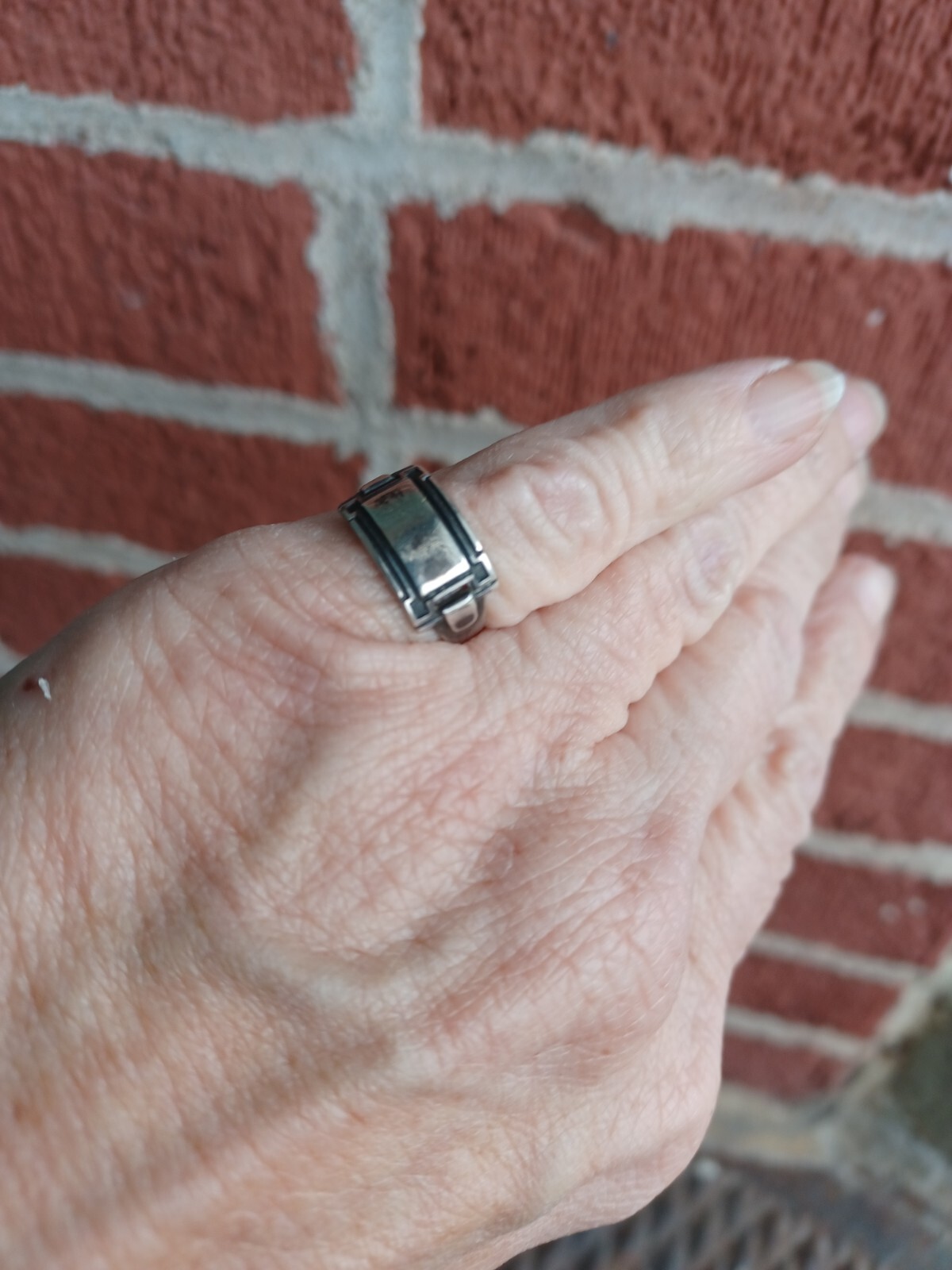 RARE VINTAGE EDWARDIAN FRIENDSHIP MONOGRAM SIGNET PANEL STERLING LADIES RING
