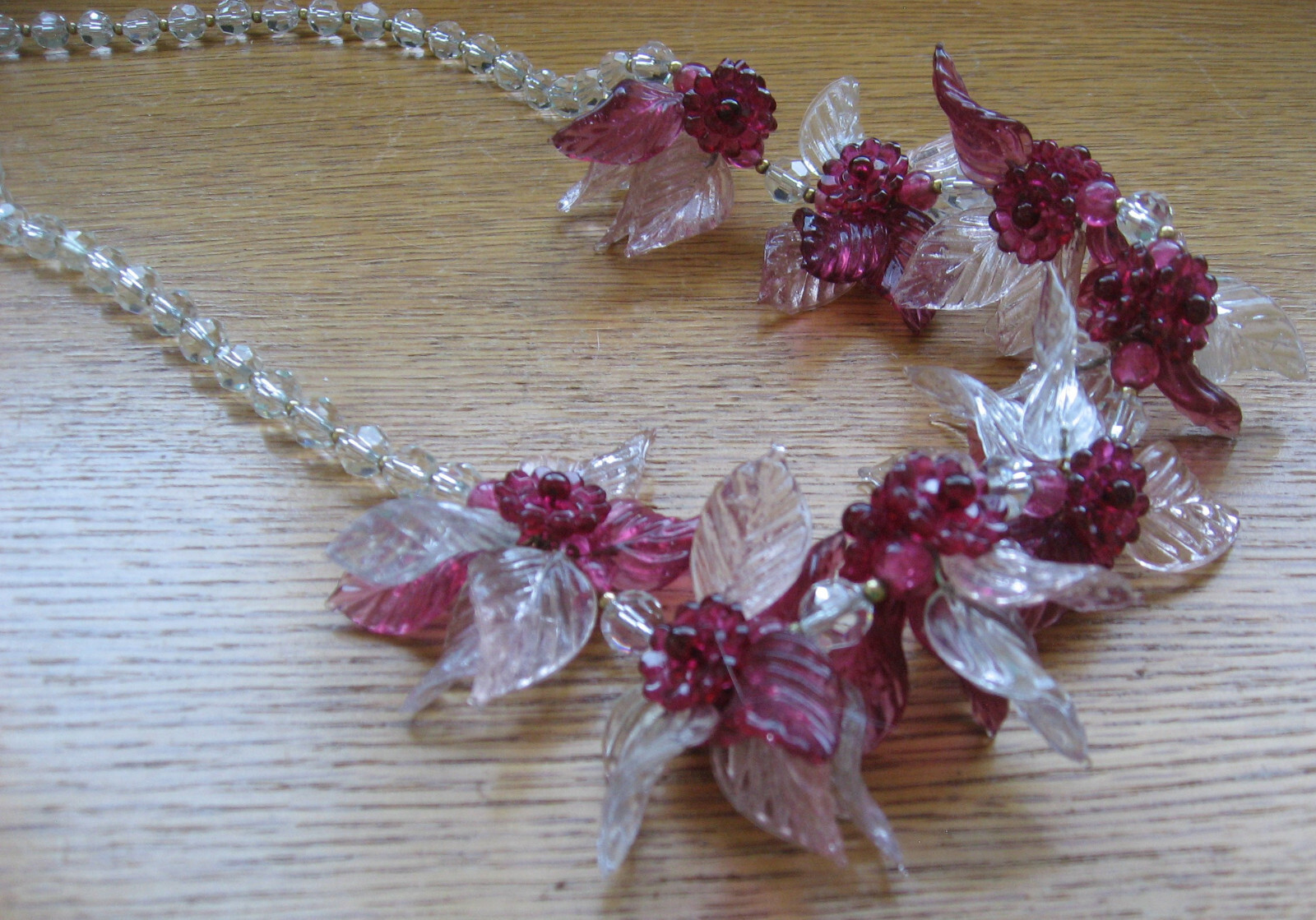 Beautiful Vintage Miriam Haskell Style Czech Glass Flower Necklace