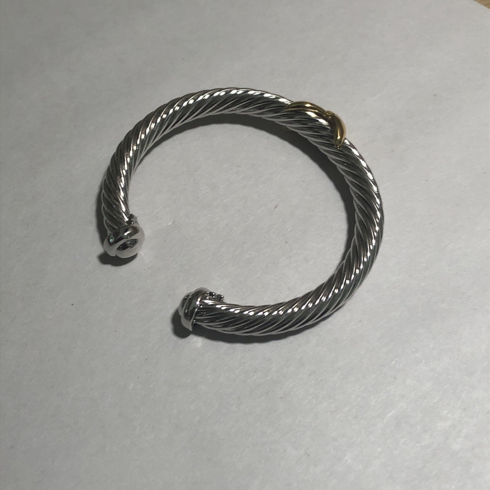 Vintage Cable Cuff Bracelet With Gold X 7MM