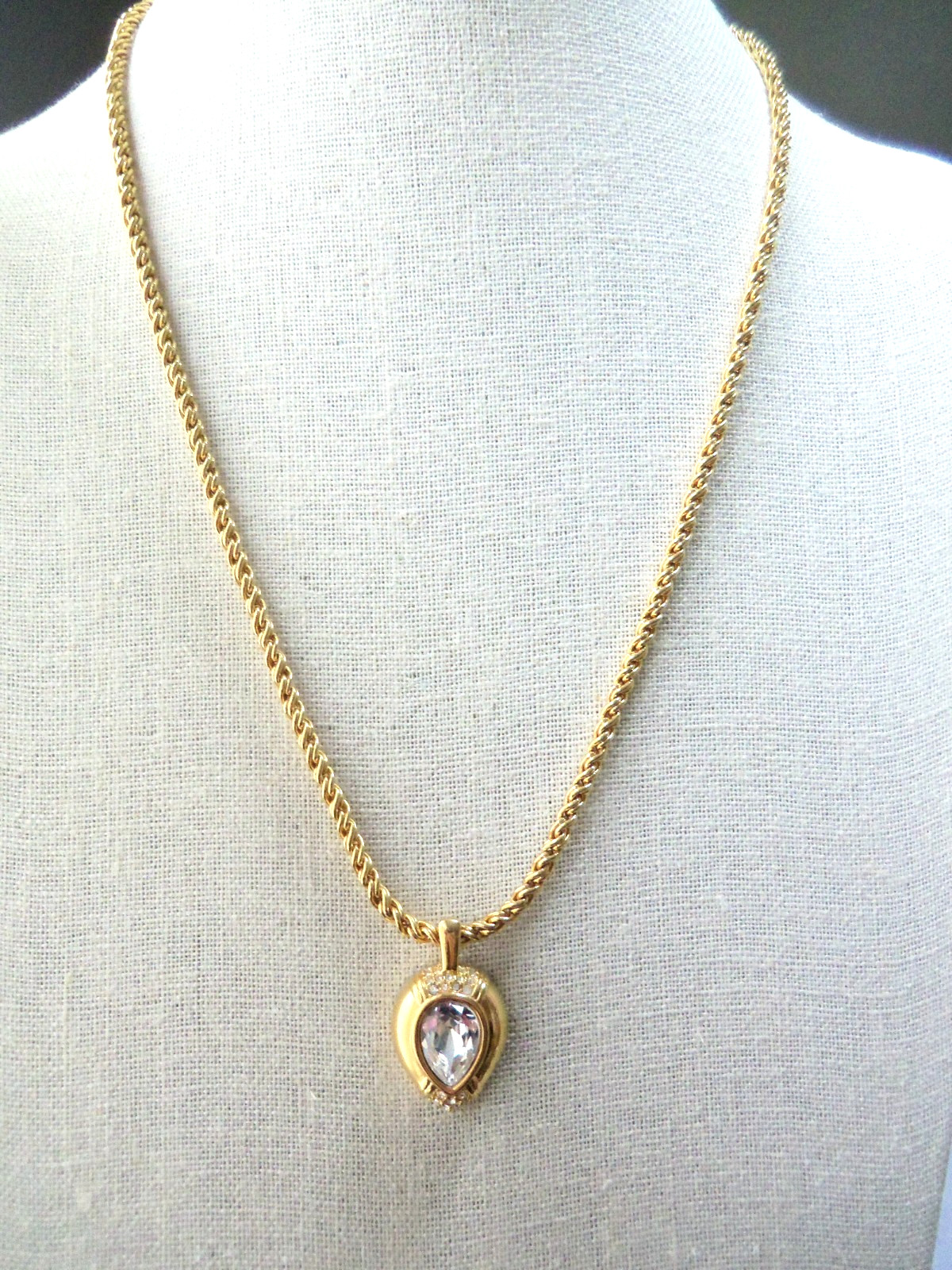 Vintage SAL Swarovski Crystal Pendant Rope Chain Necklace 24′