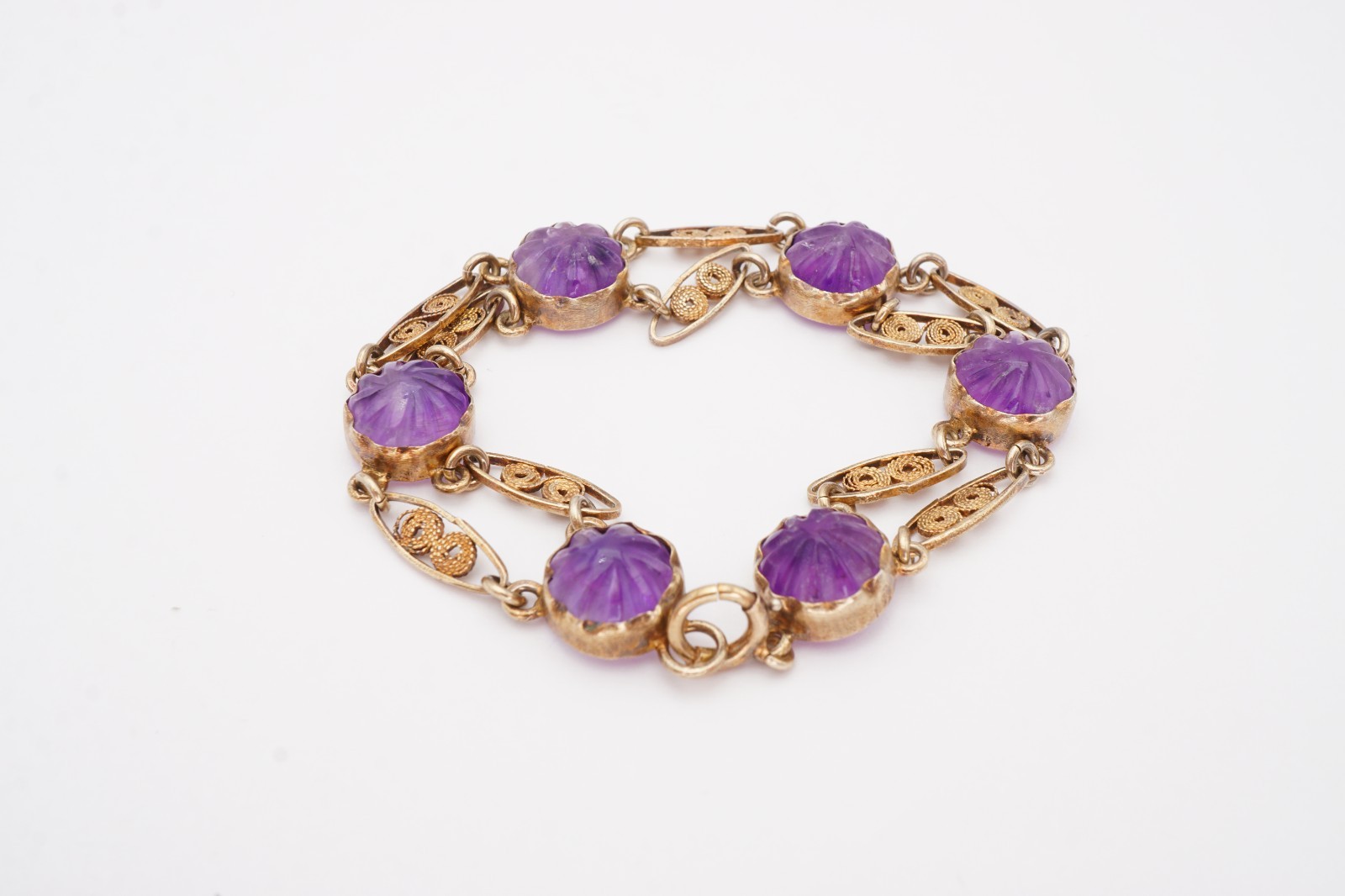 Vintage Gold Filled Amethyst Bracelet 7.5″