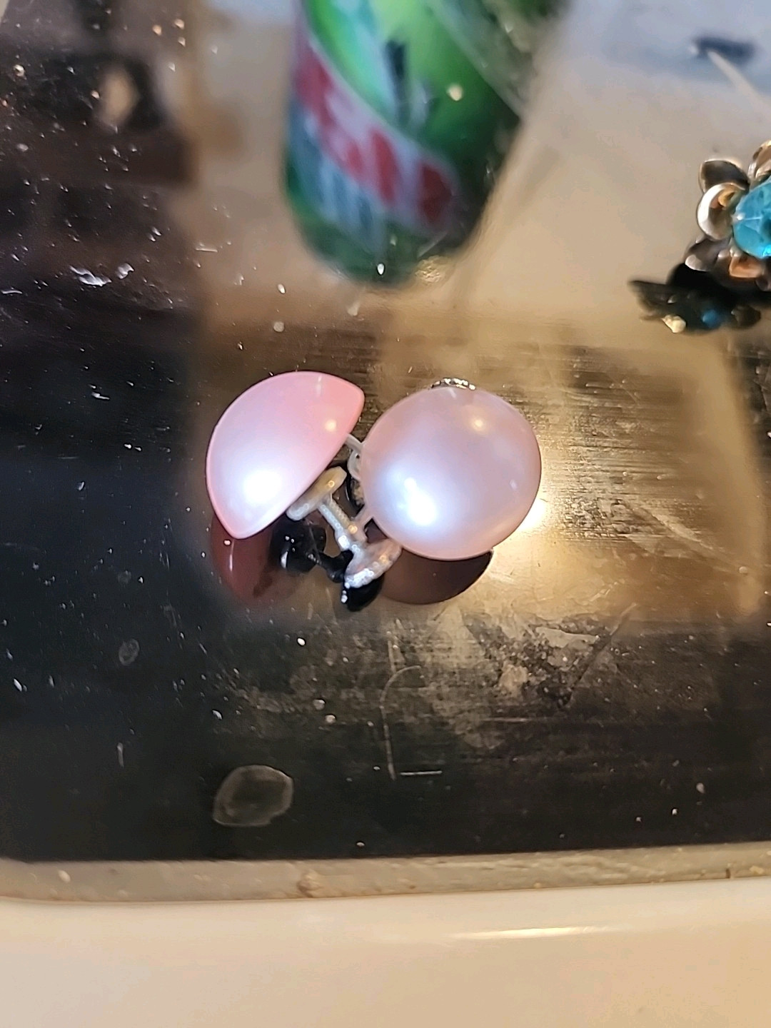 Vintage Pink Moonflow Lucite Earrings