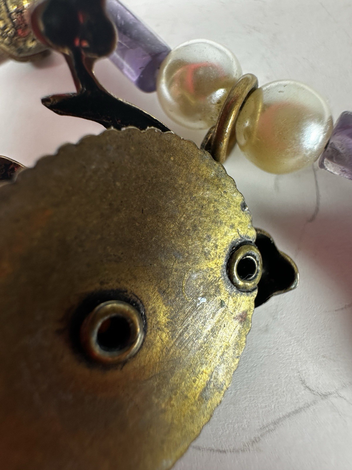 Vintage Necklace Amethyst Bead Whimsical Wire Choker Handmade Fairycore