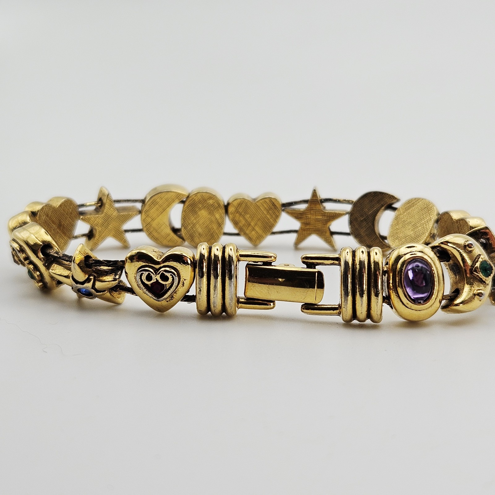 Vintage Goldette Unsigned Victorian Revival 7.5” Slide Bracelet Gold Tone
