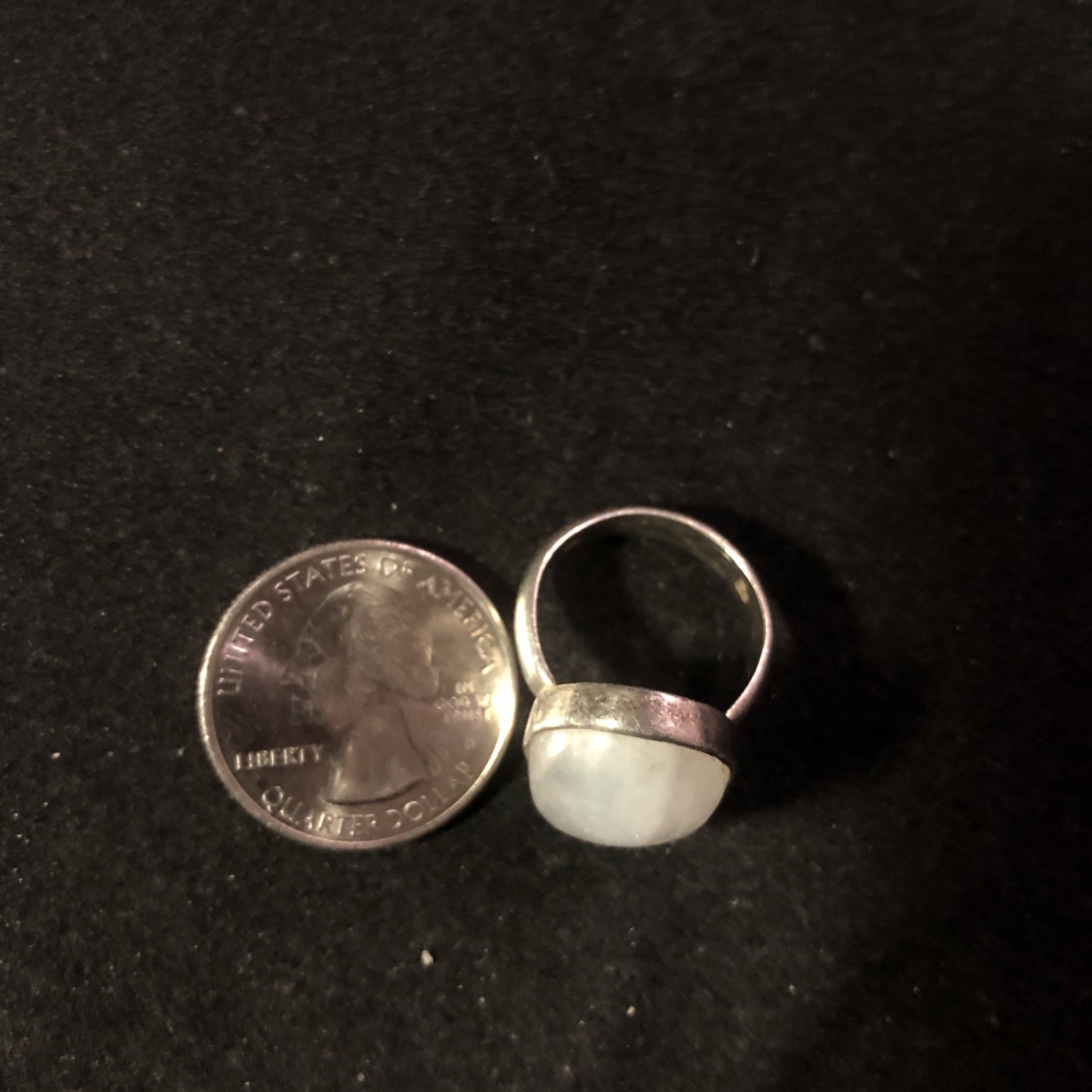 925 Sterling Silver Ring White / AB Stone 6.8 grams Size 7.25