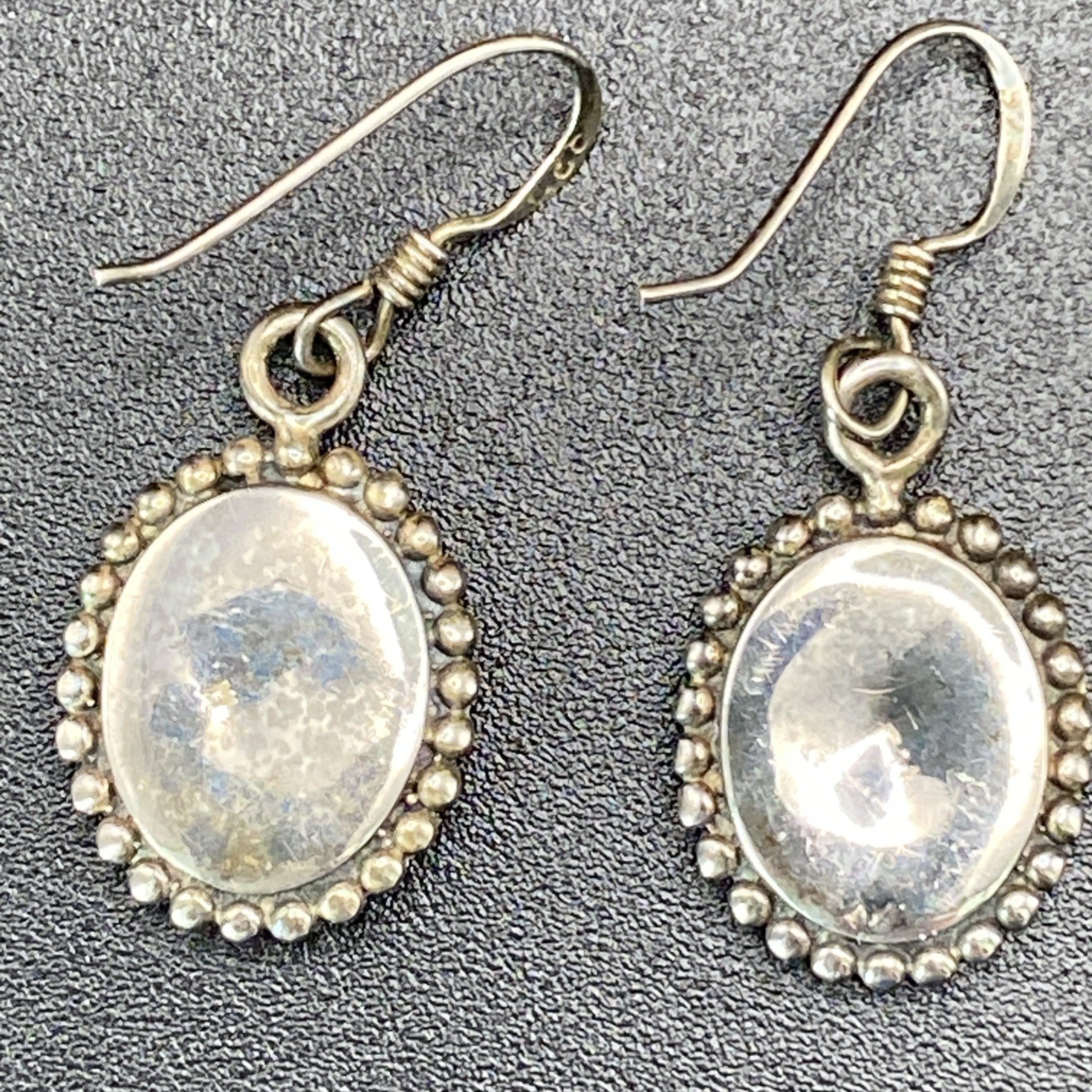 925 Sterling Silver Mother Of Pearl Silver Tone Vintage Earrings Fish Hook