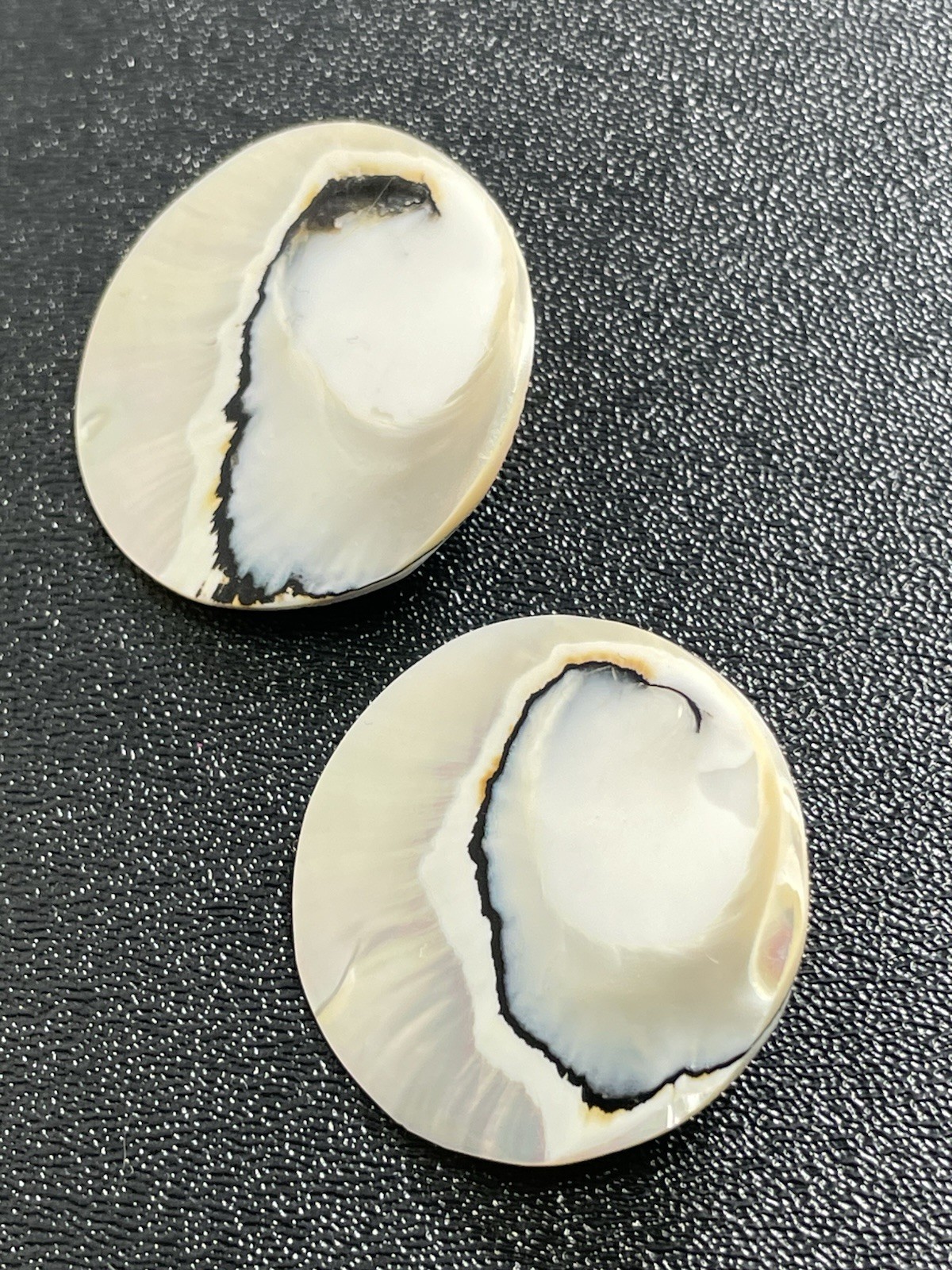 Vintage Large 1.4” Round Shell Clip Earrings