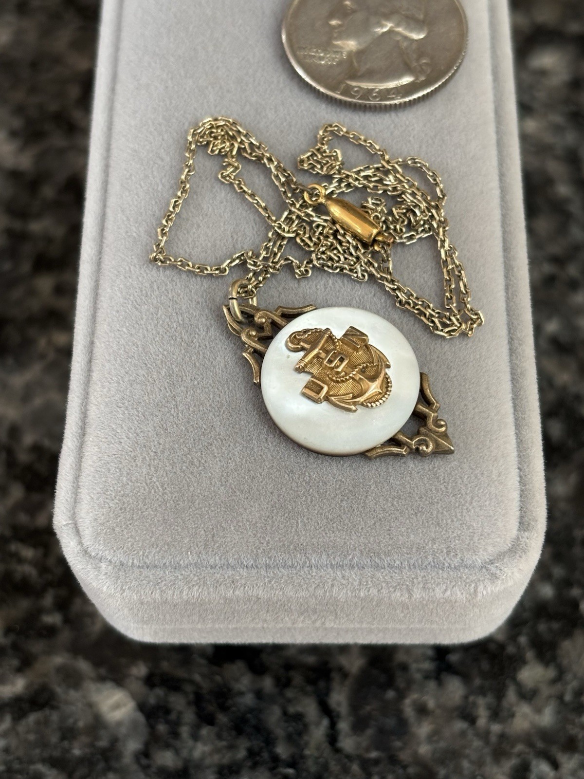 Vintage United States Navy Sweetheart USN WWII Sterling Silver Necklace Pendant