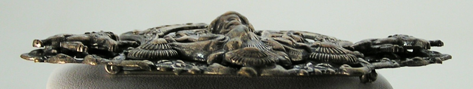 Vintage Coro Oxidized Silver Repousse Multi Layer Cherub Mythical Creatures Pin
