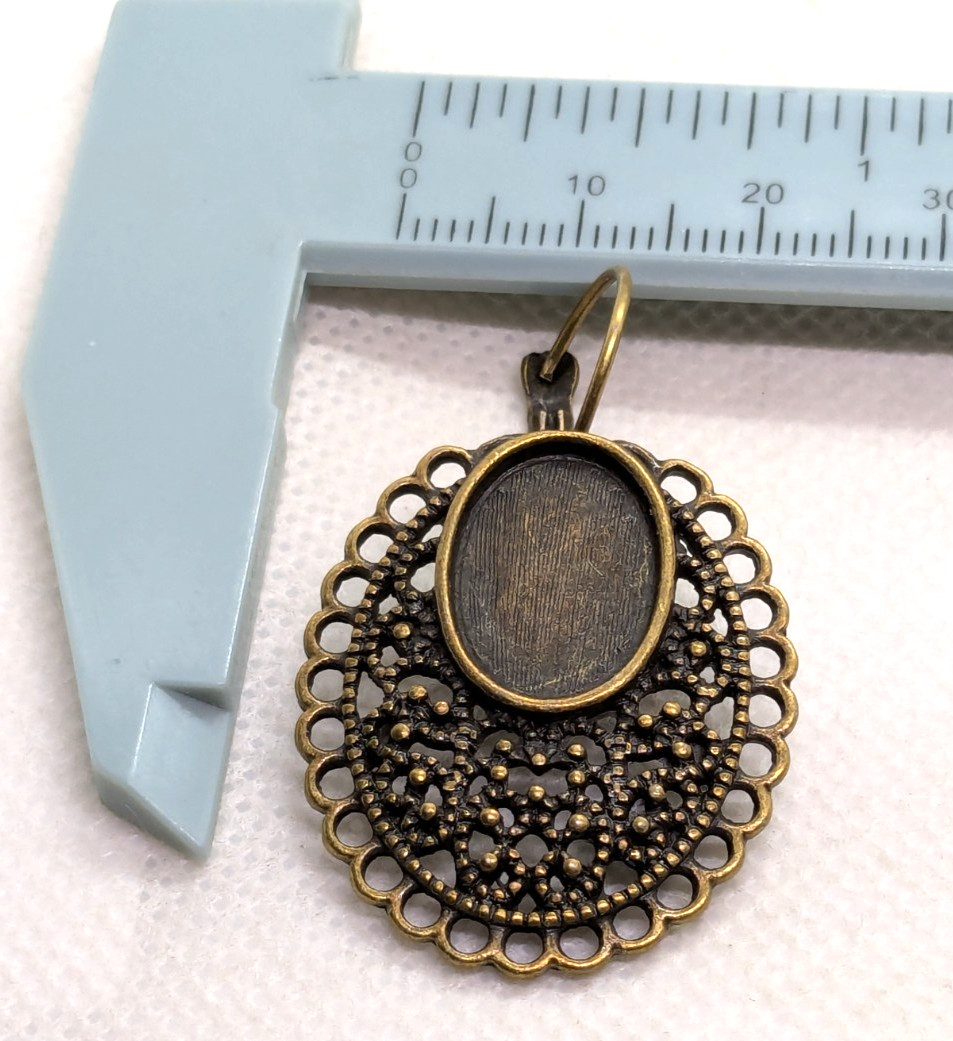 10 Bronze Colored Earring Blanks Bezel Settings Filigree Border Cabochon Base