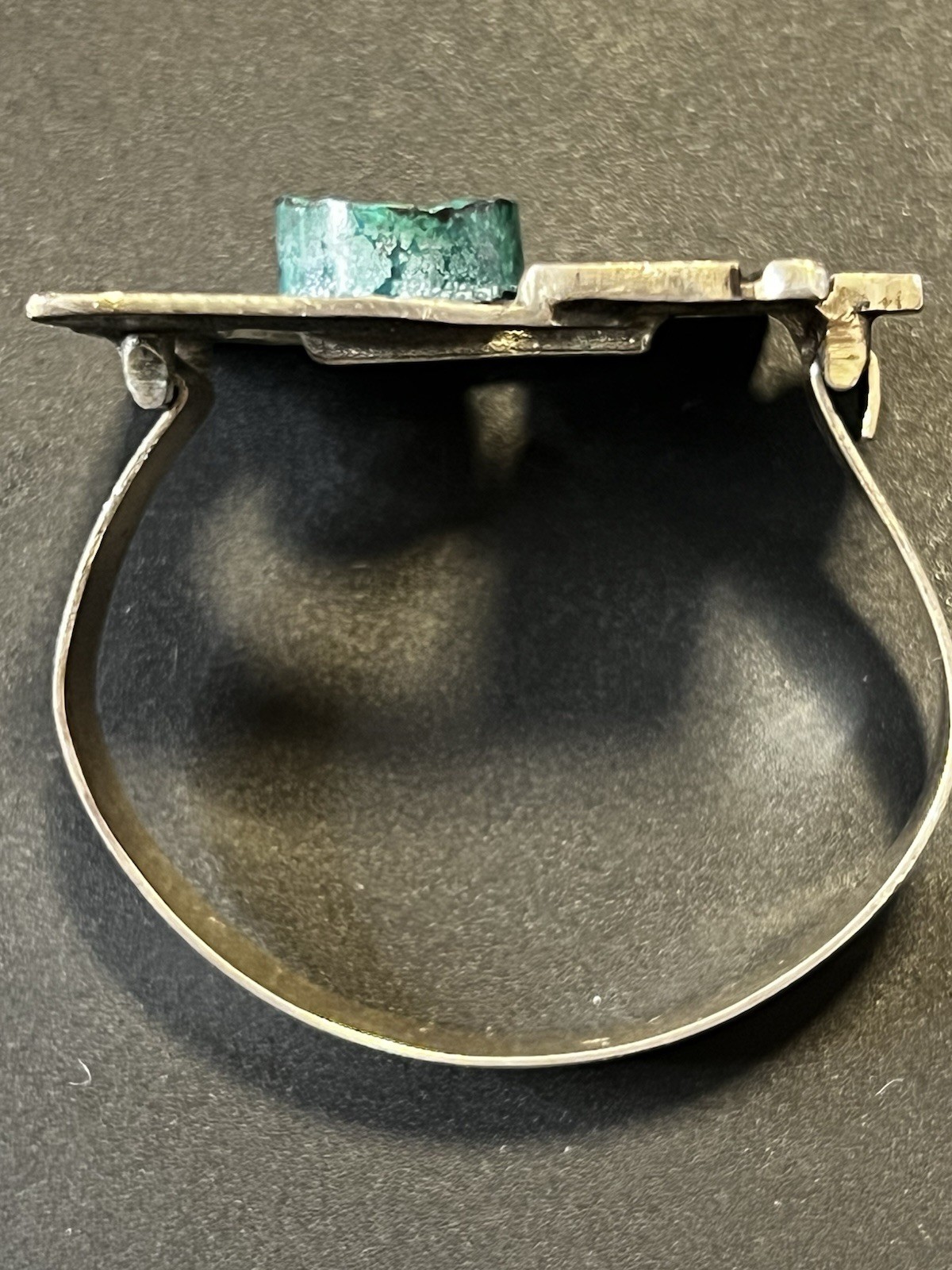 Scandinavian Brutalist 835 Silver Sz 5.75 Artist Crafted Bracelet Chrysocolla