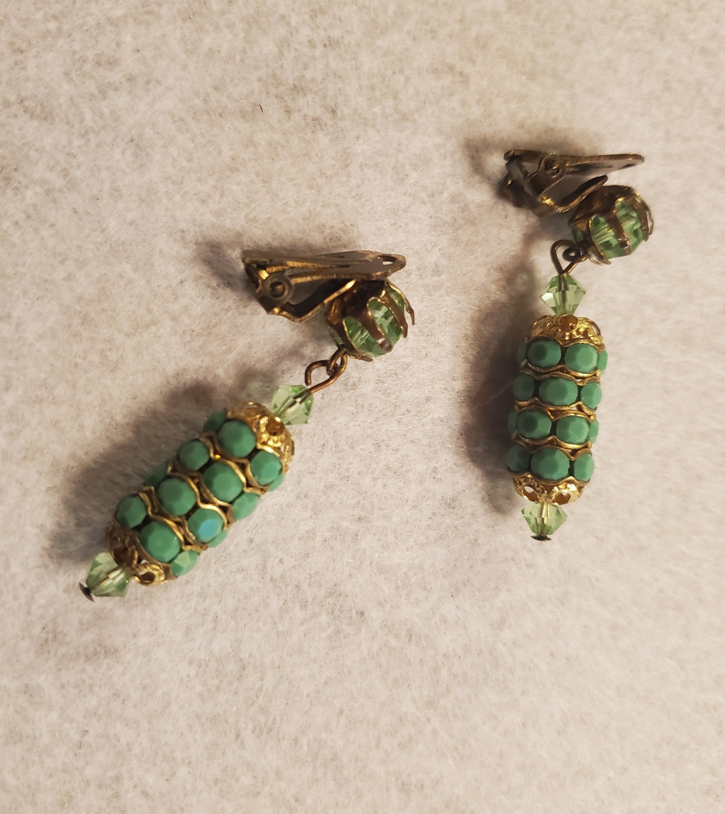 Vintage Austrian Green Crystal Dangle Earrings
