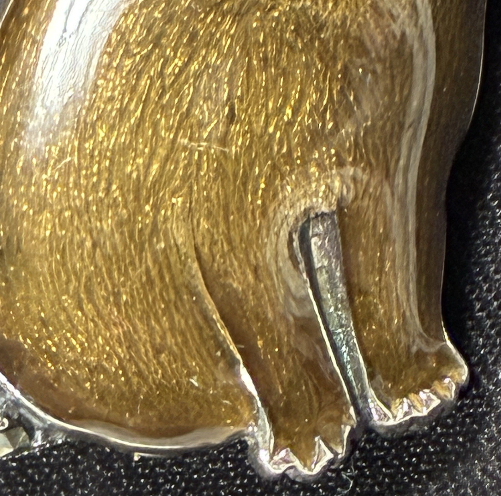 Vintage Sterling Silver Marcasite & Golden Brown Enamel Cat Brooch Pin 925