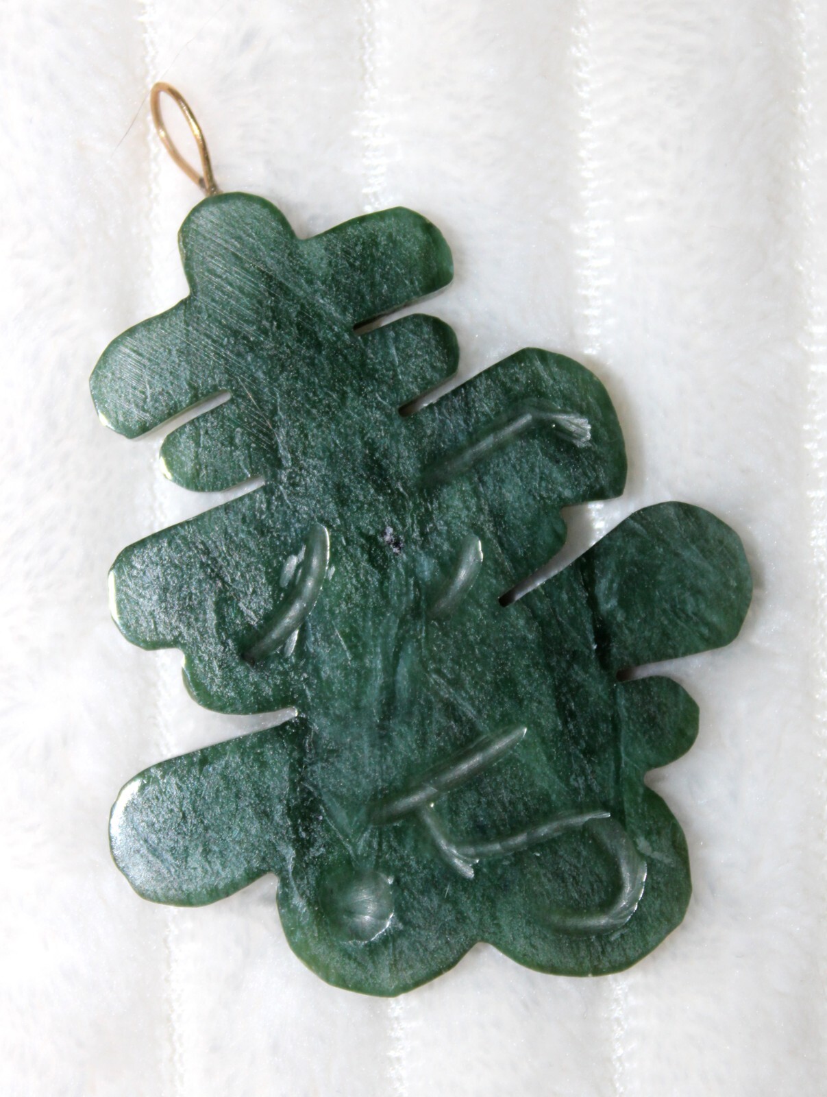 Carved Green Jade Pendant Happiness and Longevity