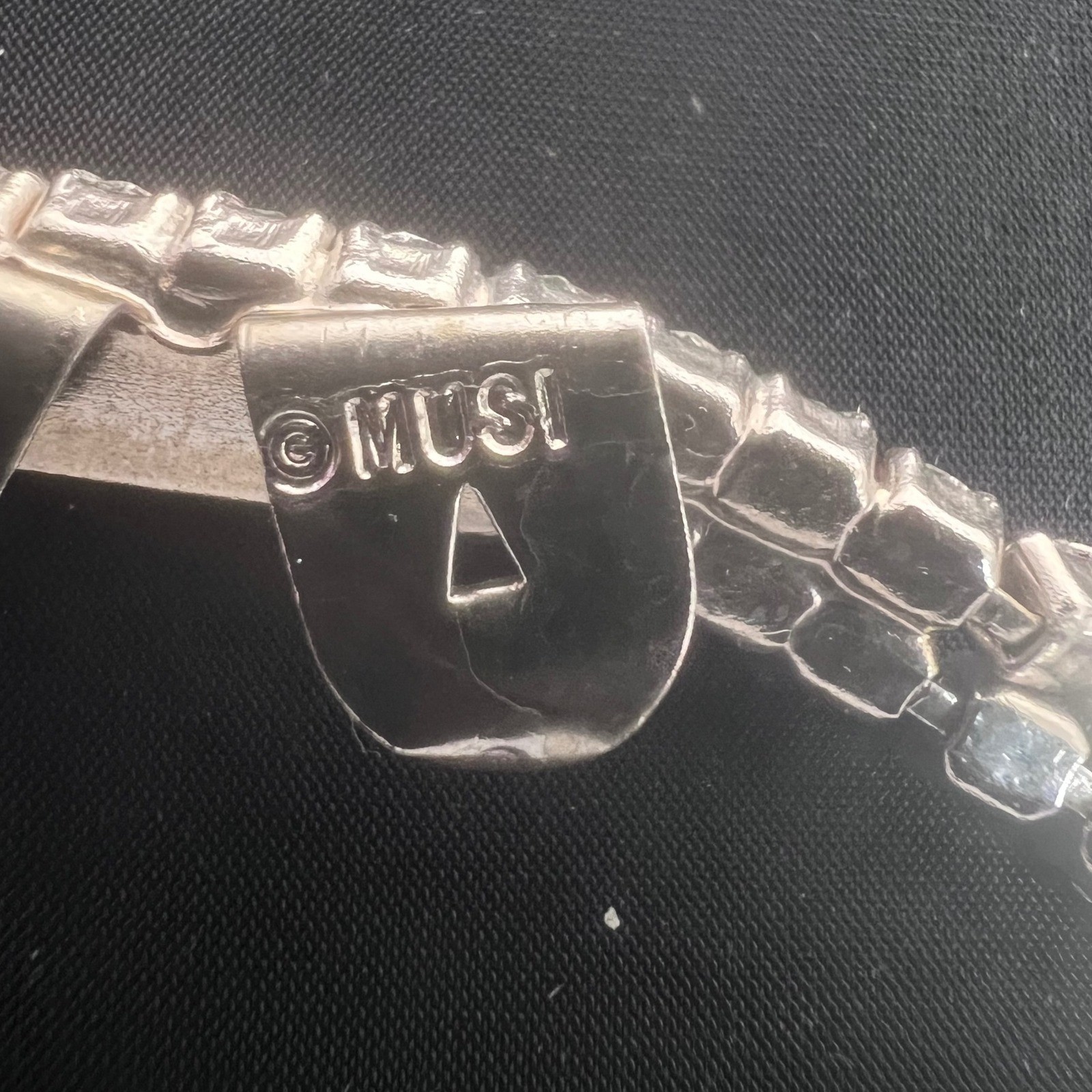 Vintage MUSI Clear Rhinestone Scroll Shoe Clips Silver Tone Pair Mid Century