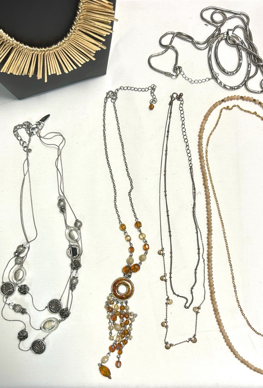 Assorted Necklaces Lot Of 17 Some Signed Statement Colorful Chunky Sleek Summer