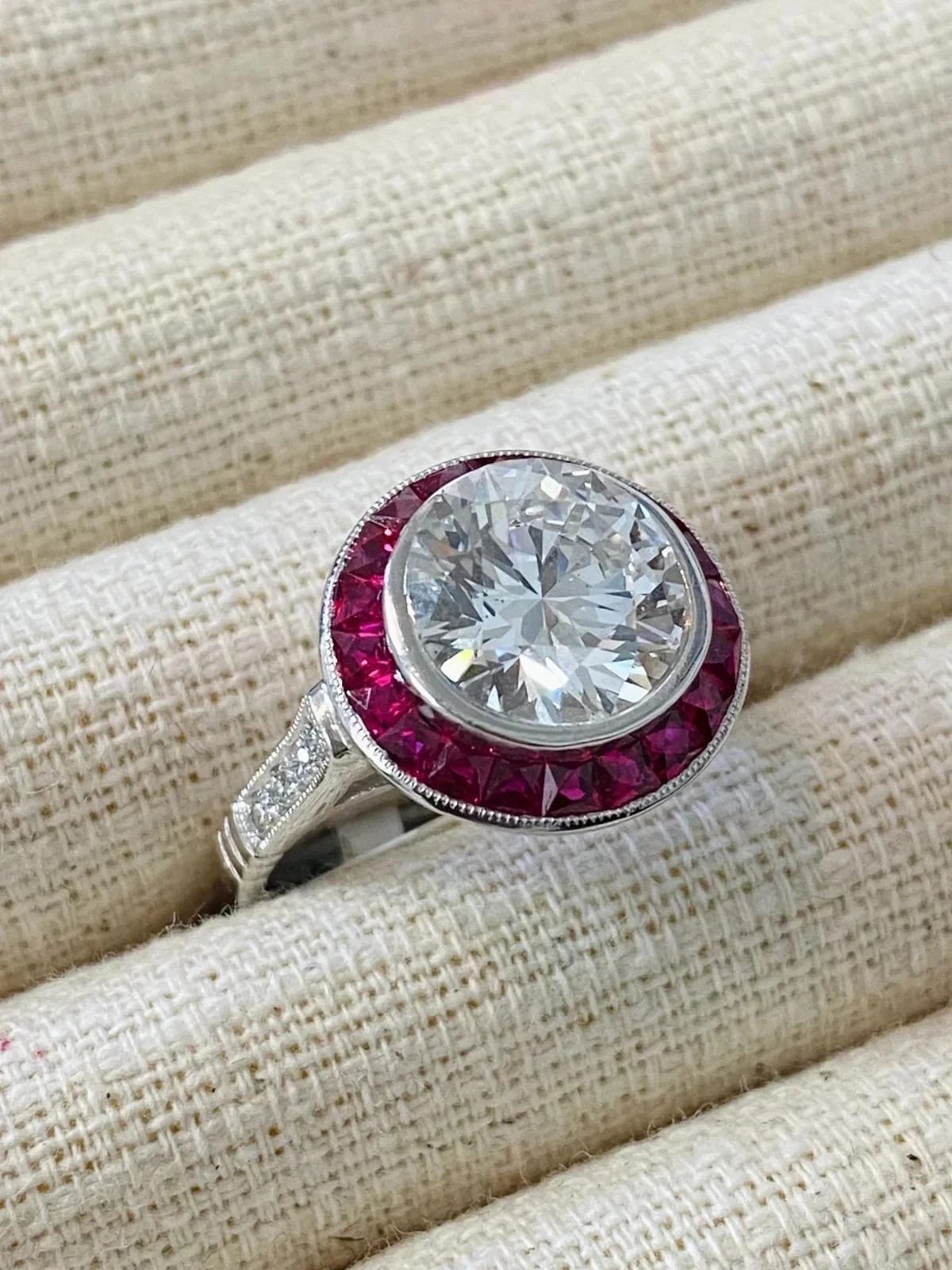 Art Deco Style 5.2Ct Lab Created Diamond Anniversary 14K White Gold Finish Ring