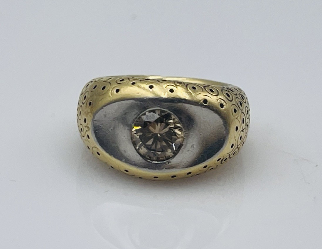 Pedro Boregaard 18k Gold & Platinum Fancy Color Brown Diamond Ring Size 5