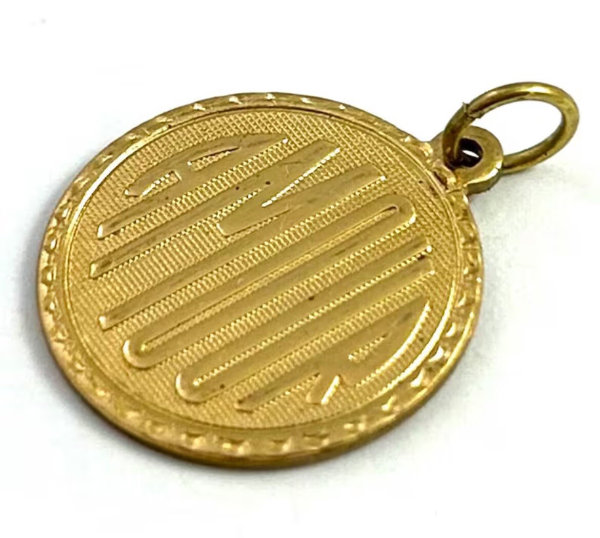 Vintage French Amour Charm Love Necklace Pendant Brass Metal Jewelry For Women