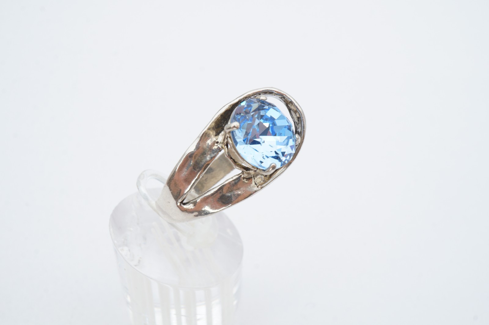 Vintage Sterling Silver 925 Blue Glass Stone Ring Size 9.25 Signed Zuman