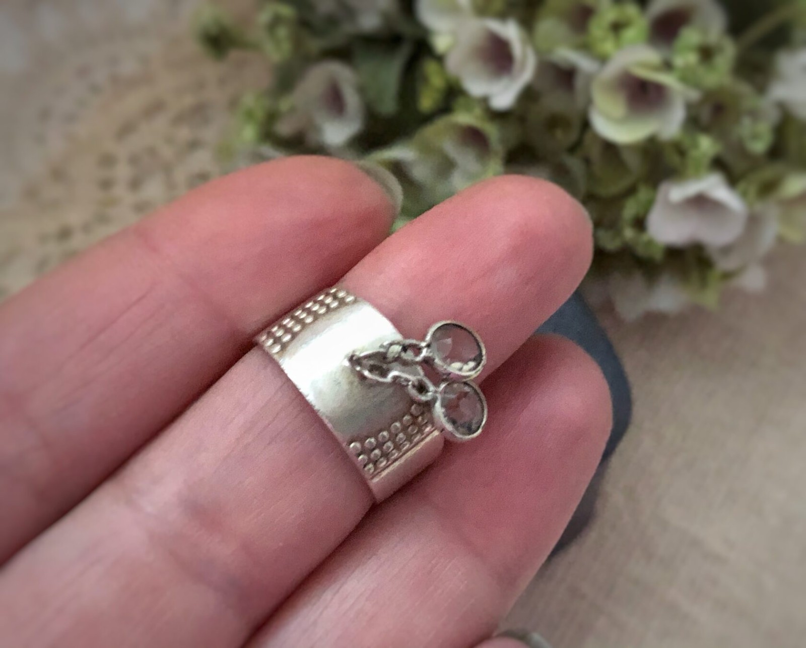 Rare Model Estate Vintage Ring Soviet Silver 875 Rock Crystal Size 6.5 USSR