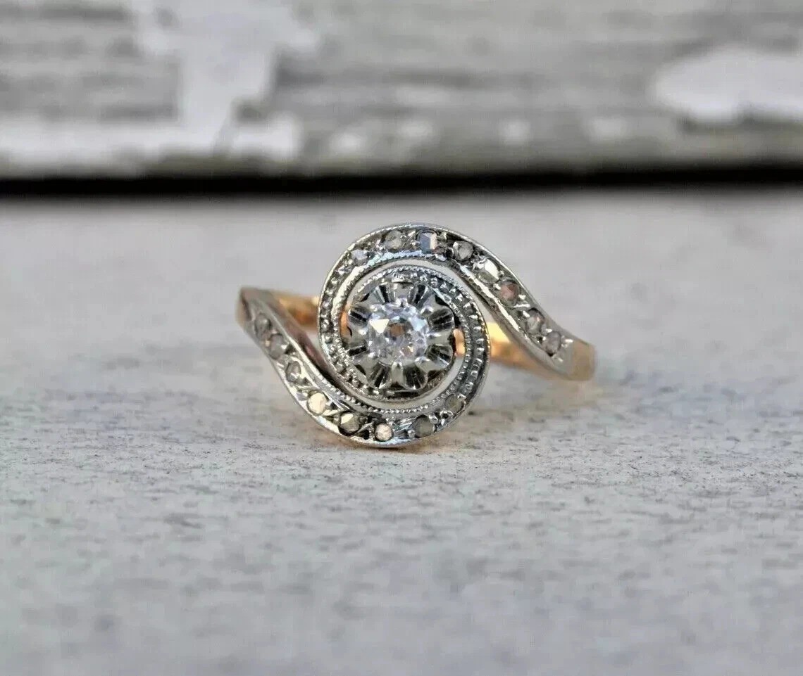 2.35Ct Vintage Art Deco Round Lab Created Diamond Wedding 14K White Gold FN Ring