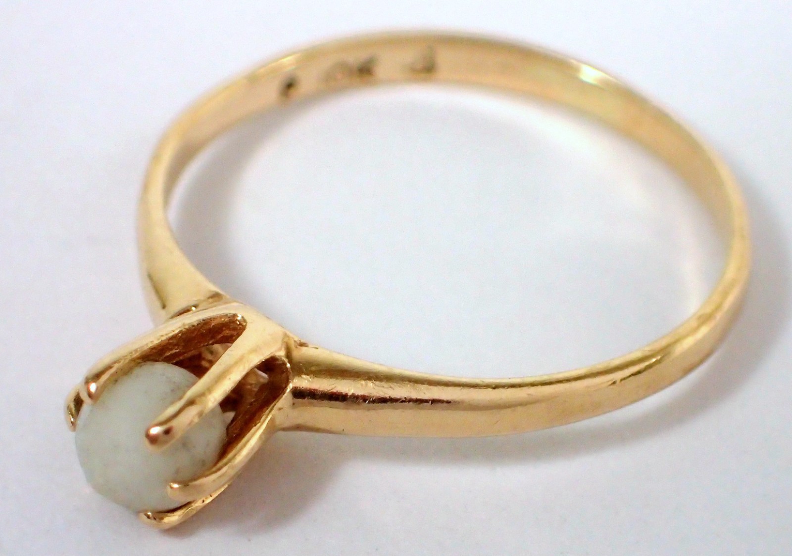 Antique Victorian 1.1g SOLID 10k Yellow Gold Prong Set White Stone Ring Sz 5.5