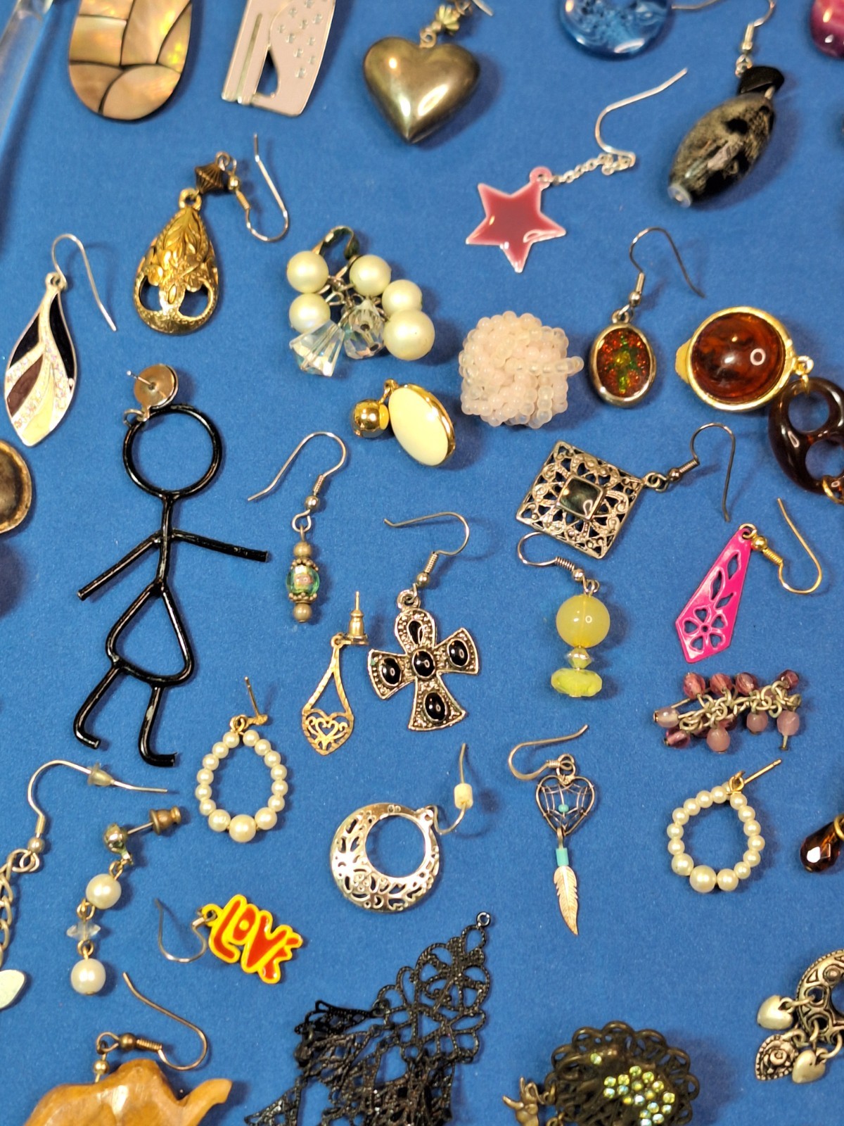 129 pc Single Pierced Earring Lot Rhinestones Dangles Animals Crafts Over 1-lb