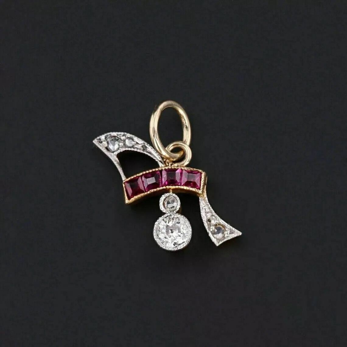 Art Deco Lab Created Diamond Antique Wedding Pendant In 14K Yellow Gold Pendant