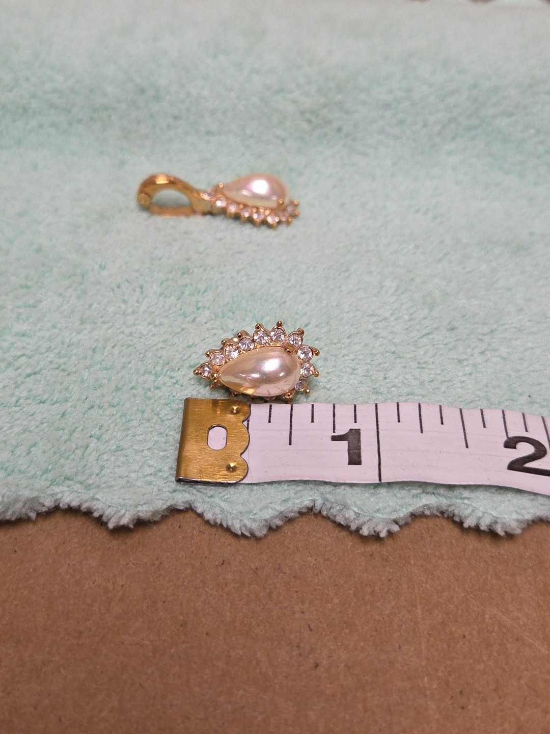 Vintage Signed ROMAN Pendant Earrings Demi Set Faux Pearl Rhinestones *SEE PICS