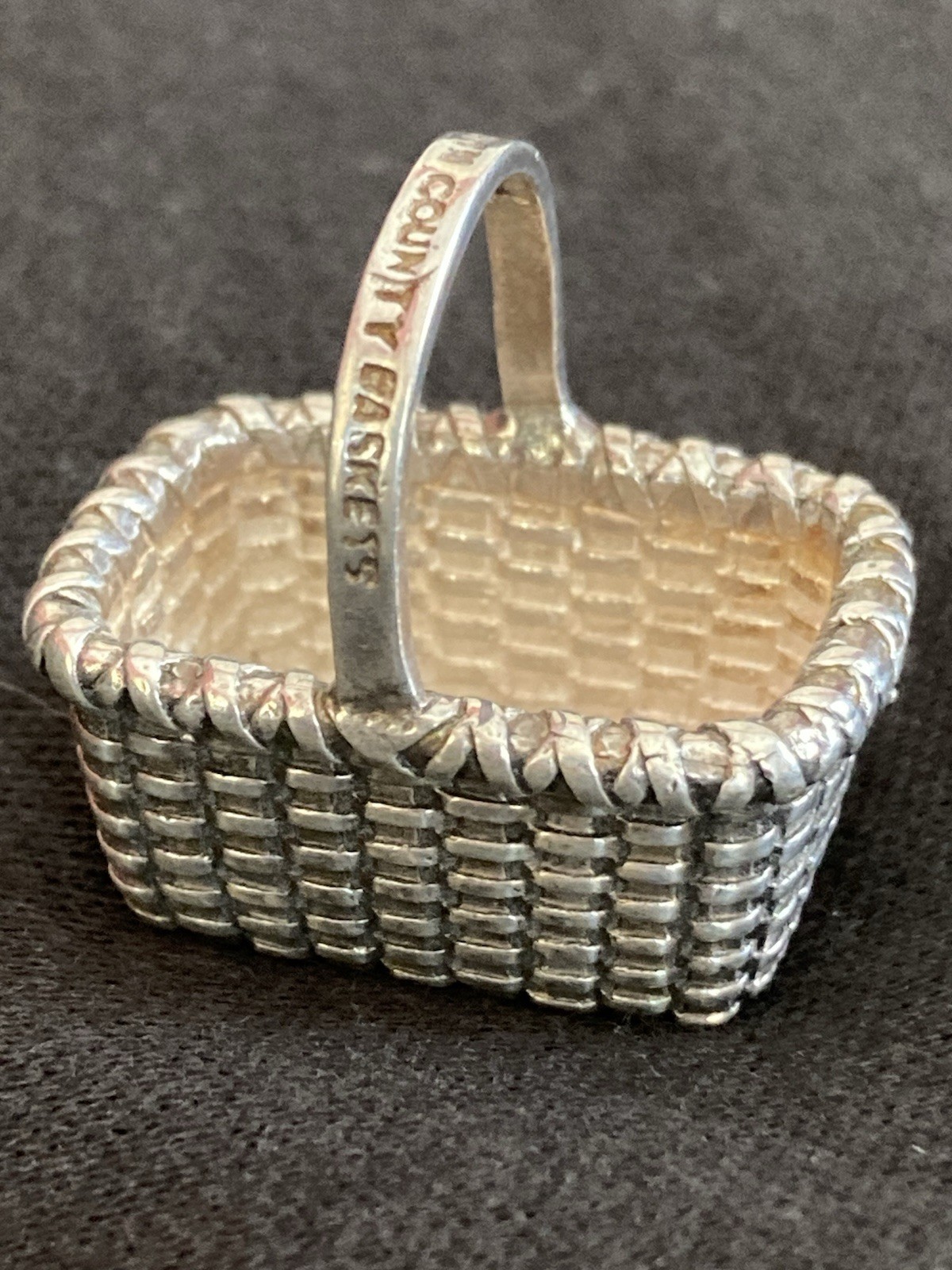 Vtg. FULL NAME HALLMARK BROWN COUNTY BASKET STERLING CHARM NOS RETIRED
