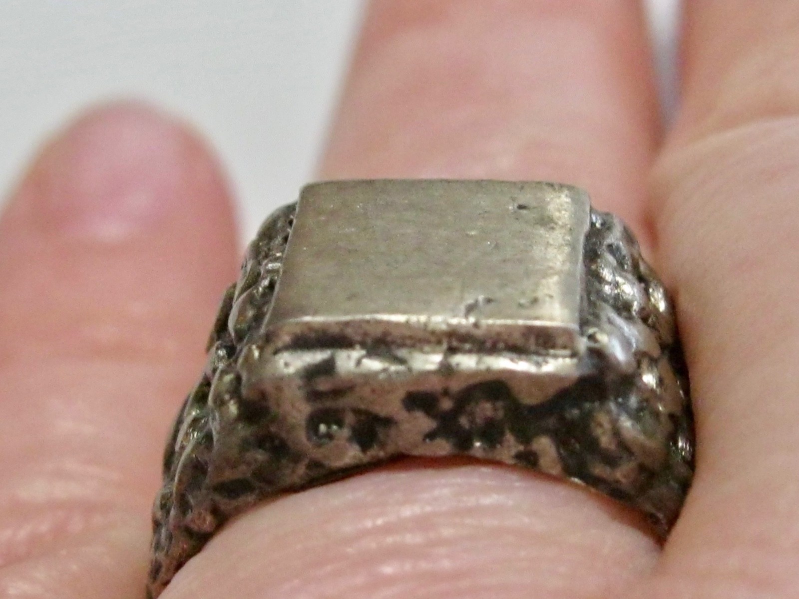 ARTS AND & CRAFTS STERLING SILVER SIGNET INITIAL MONOGRAM BLANK MENS MANS RING