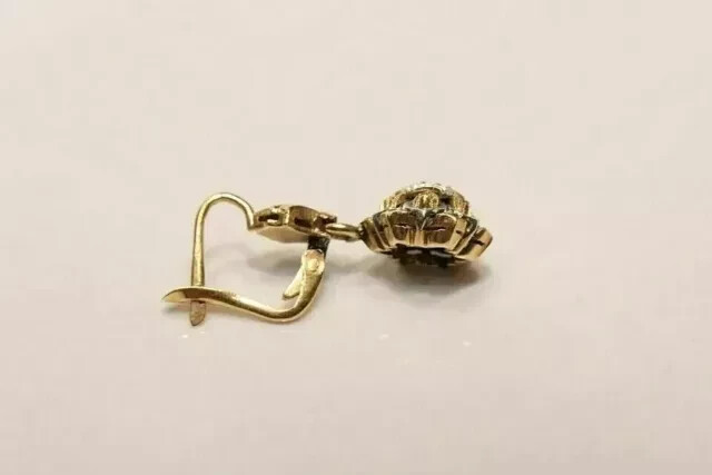 Round Moissanite 14K Yellow Gold Plated Vintage Dangle Engagement Women Earrings