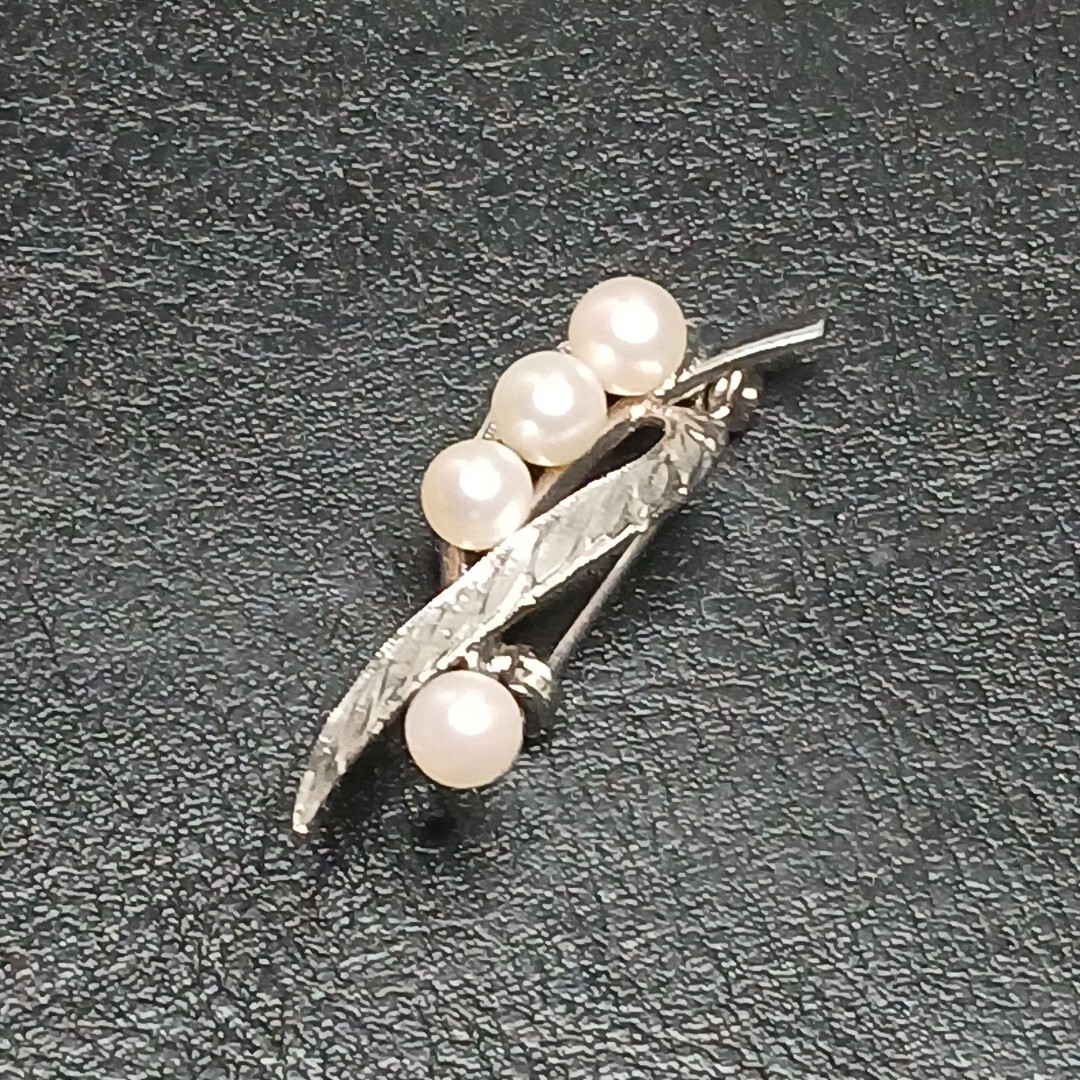 Vintage STERLING 925 Pin Brooch Faux Pearl. 11-786