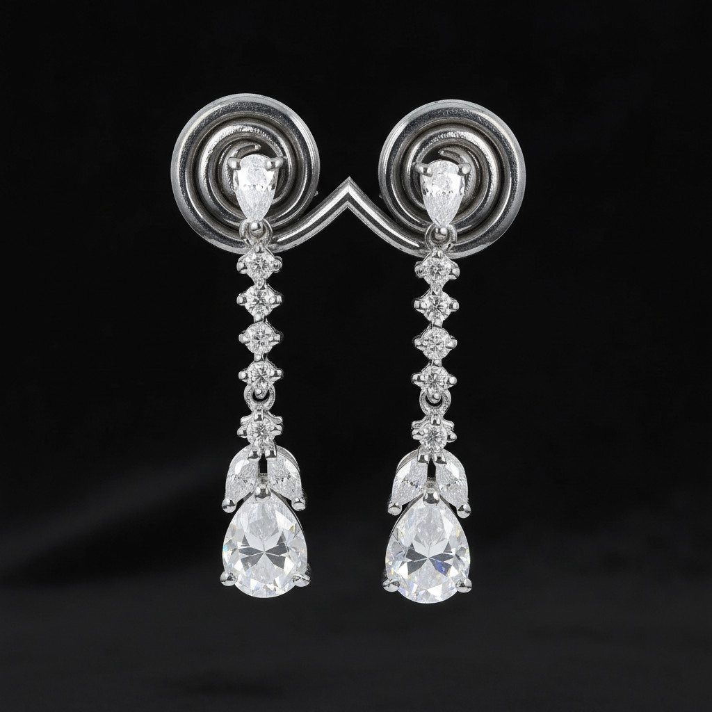 Stylish Rare 4.00 Ct Certified Diamond Dangler Earrings, Free Diamond Studs