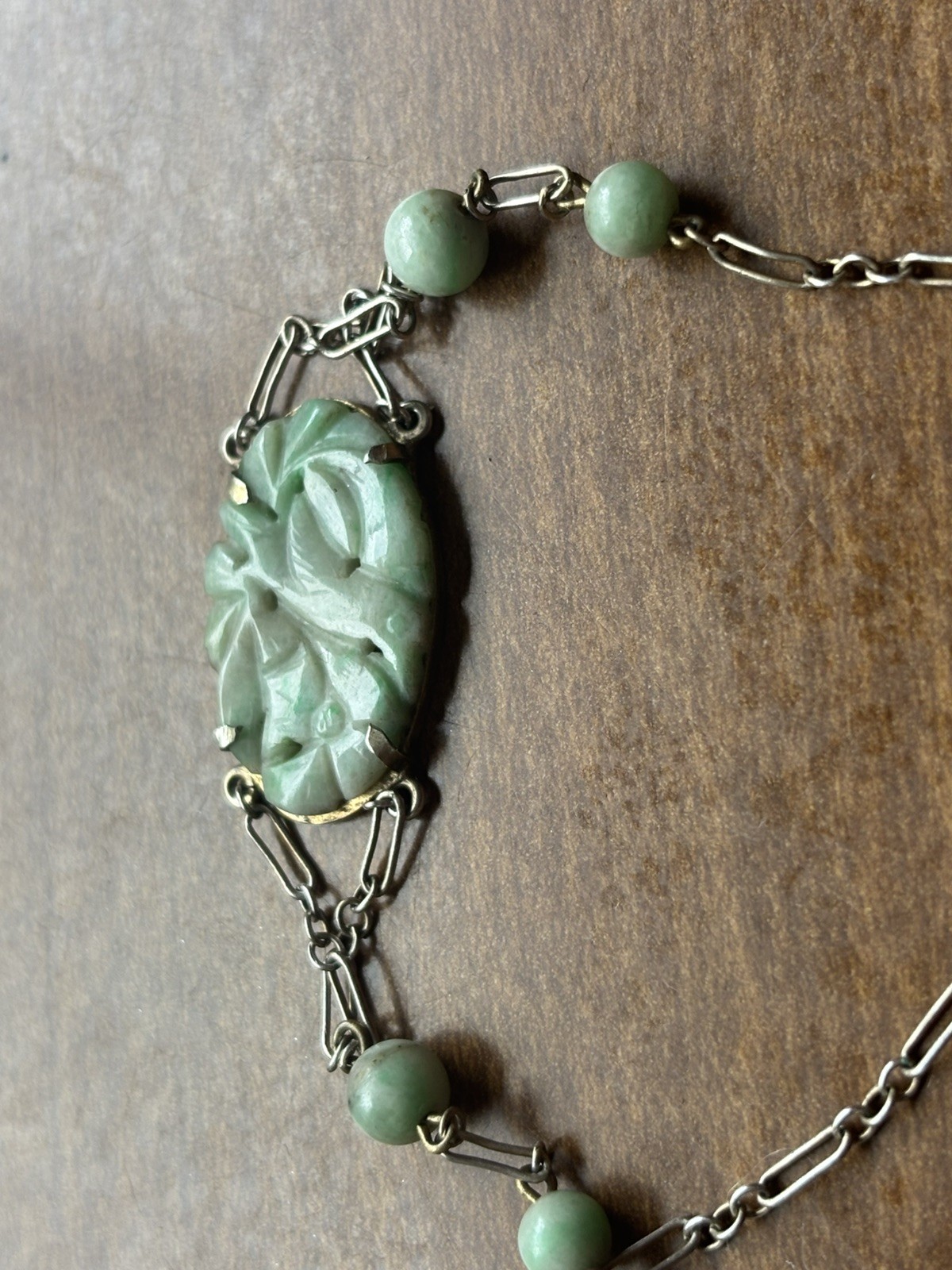 Antique Chinese Old Mine Art Deco Edwardian Jade Carved bracelet