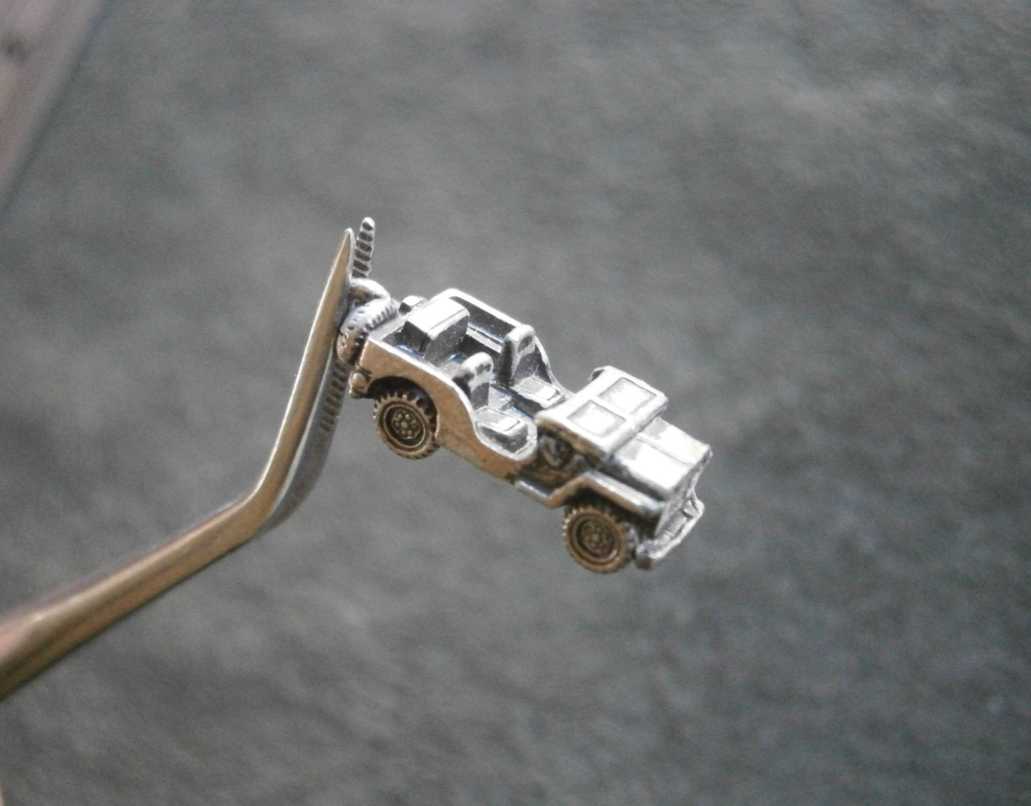 Crest Craft WWII Willys Jeep Vintage Silvertone Charm Pendant 3.1g