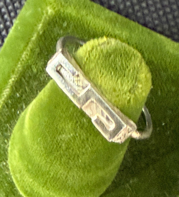Vintage Sterling Silver Stamped Typebar Monogram “S” Ring Size 6 ADJUSTABLE