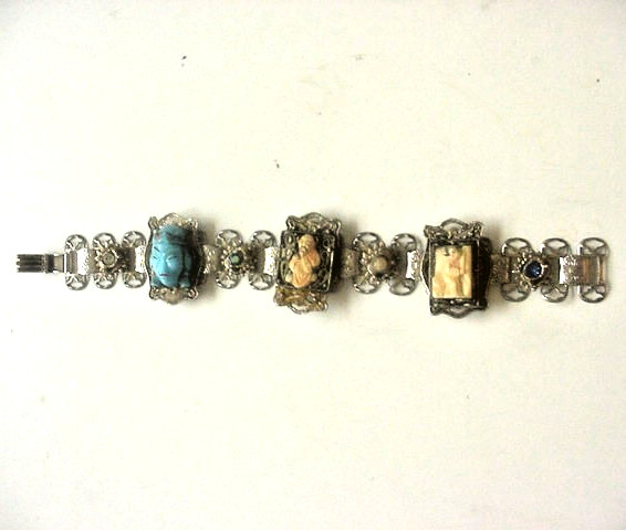Jinn wishing genie blue Tara good luck talisman lucky charm bracelet Asian c1960