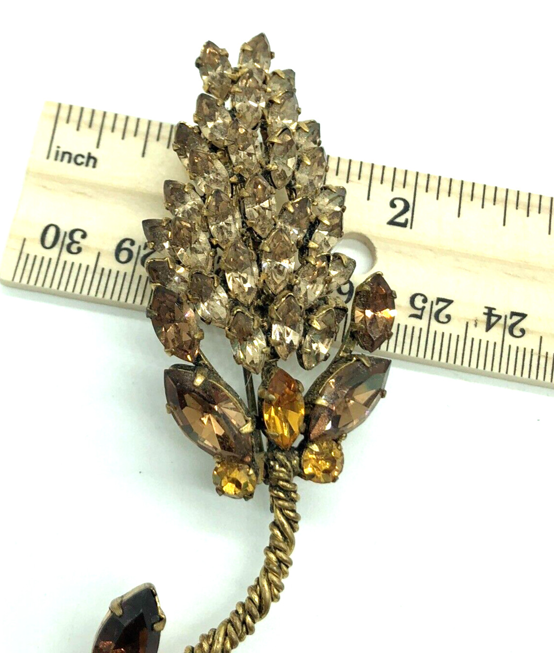 Brooch Schreiner Dior Era Made in Austria Champagne Crystal Wisteria Flower