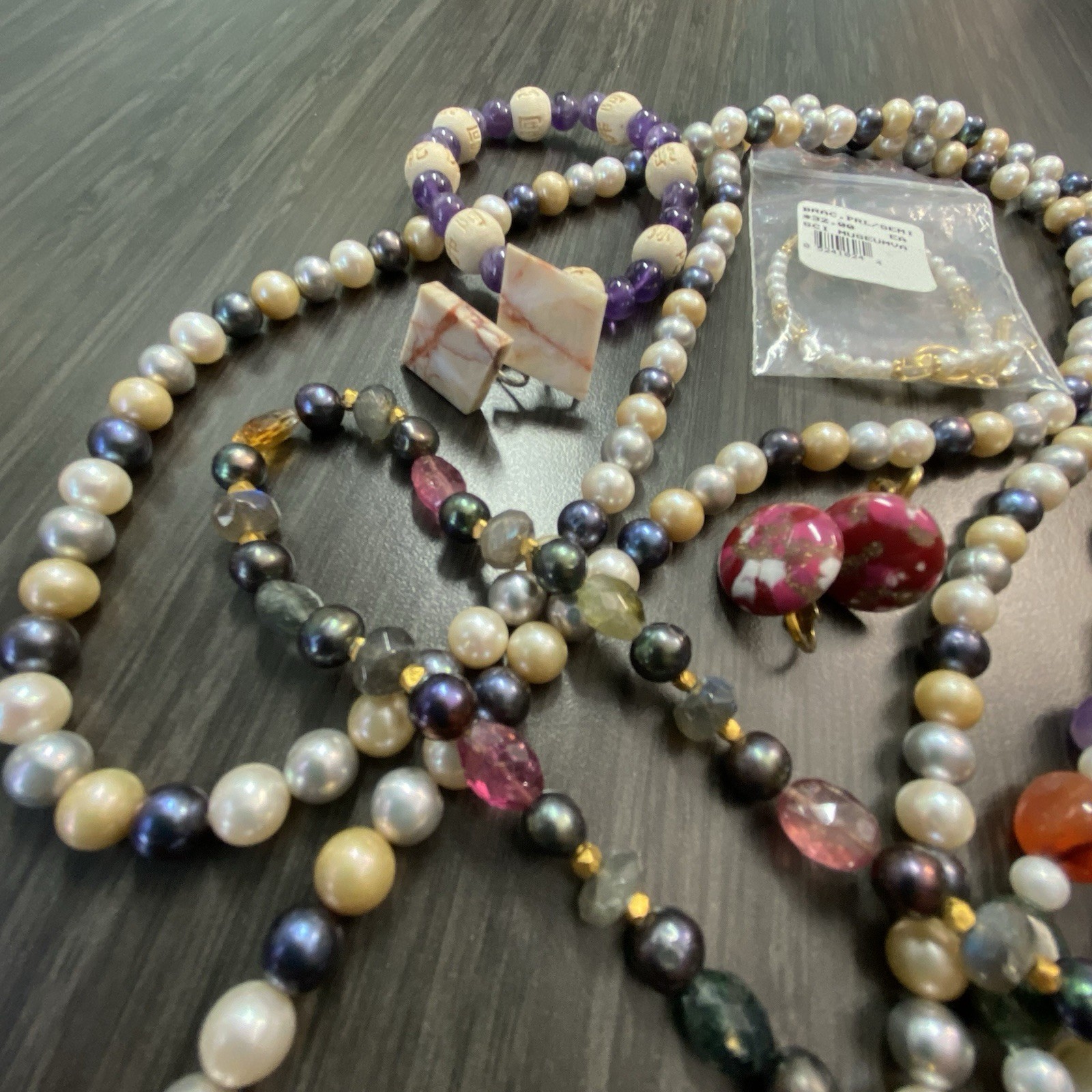Gemstone Necklace & Bracelet Lot – Semi Precious Gem Jewelry – Amethyst & More