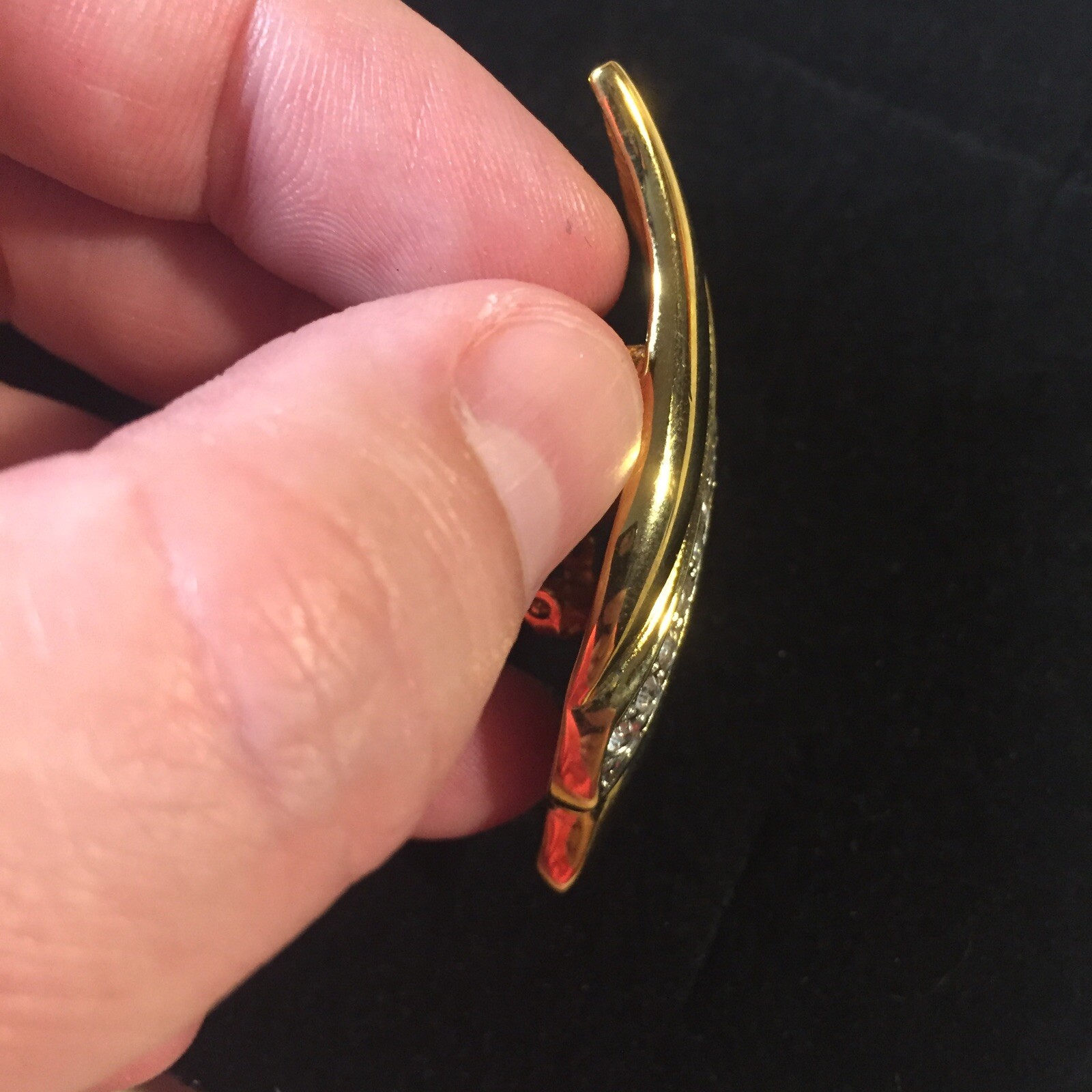 Vintage 1980s Pave Rhinestone Gold Plated Clip On Earrings