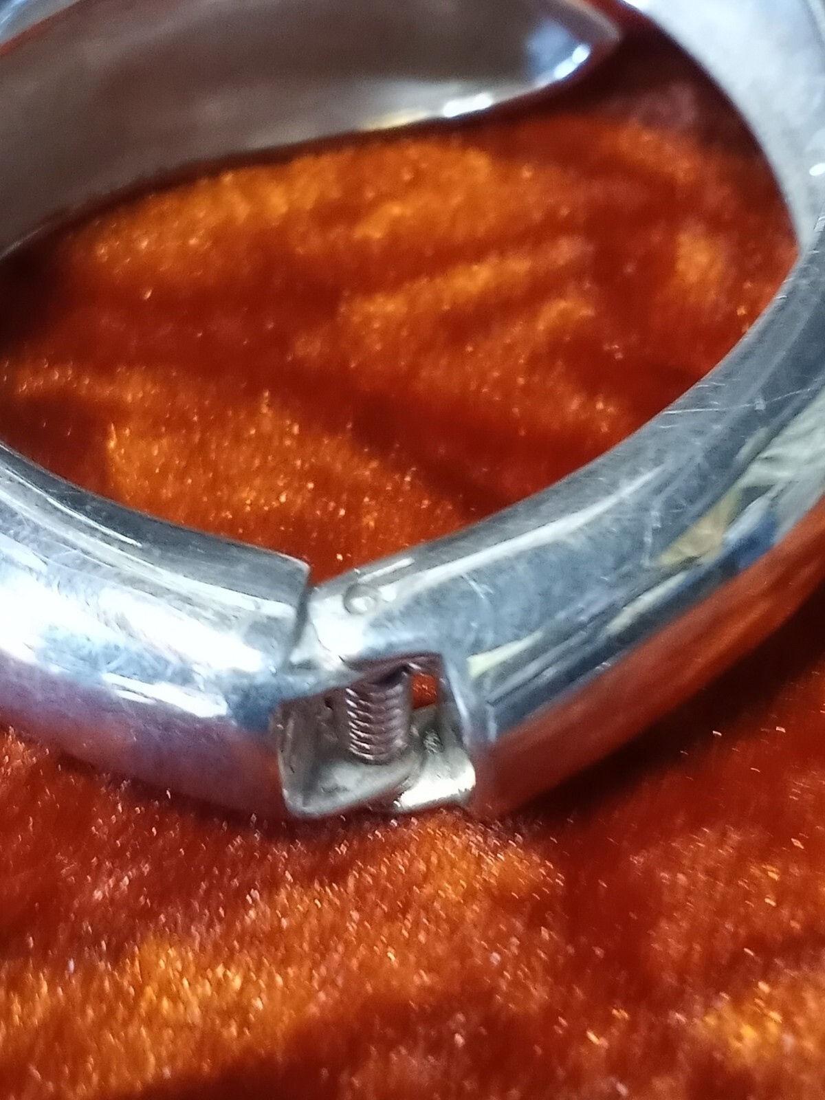 Rare Vintage Designer Hinge Cuff Bracelet Silver Metal Signed Modern Stamp