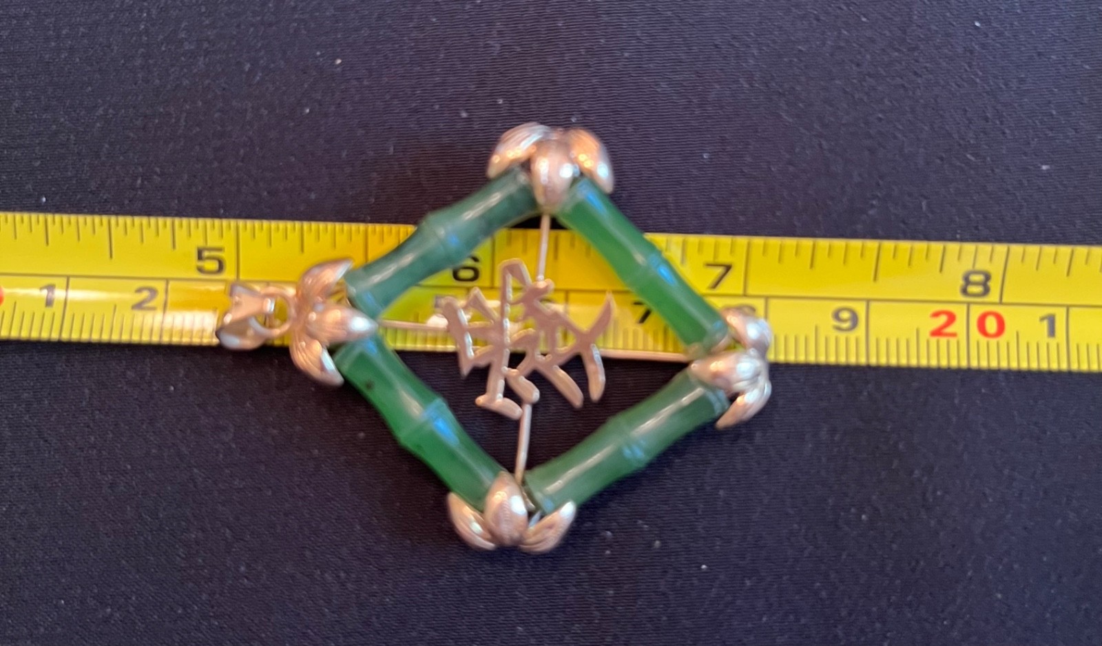Vintage 14K Yellow Gold Exquisite Carved Bamboo Large Pendant,”Love” from Estate